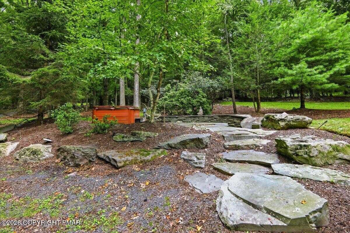 Path to hot tub - 214 Goldenrod Lane, Buck Hill Falls, PA 18323, Buck Hill Falls