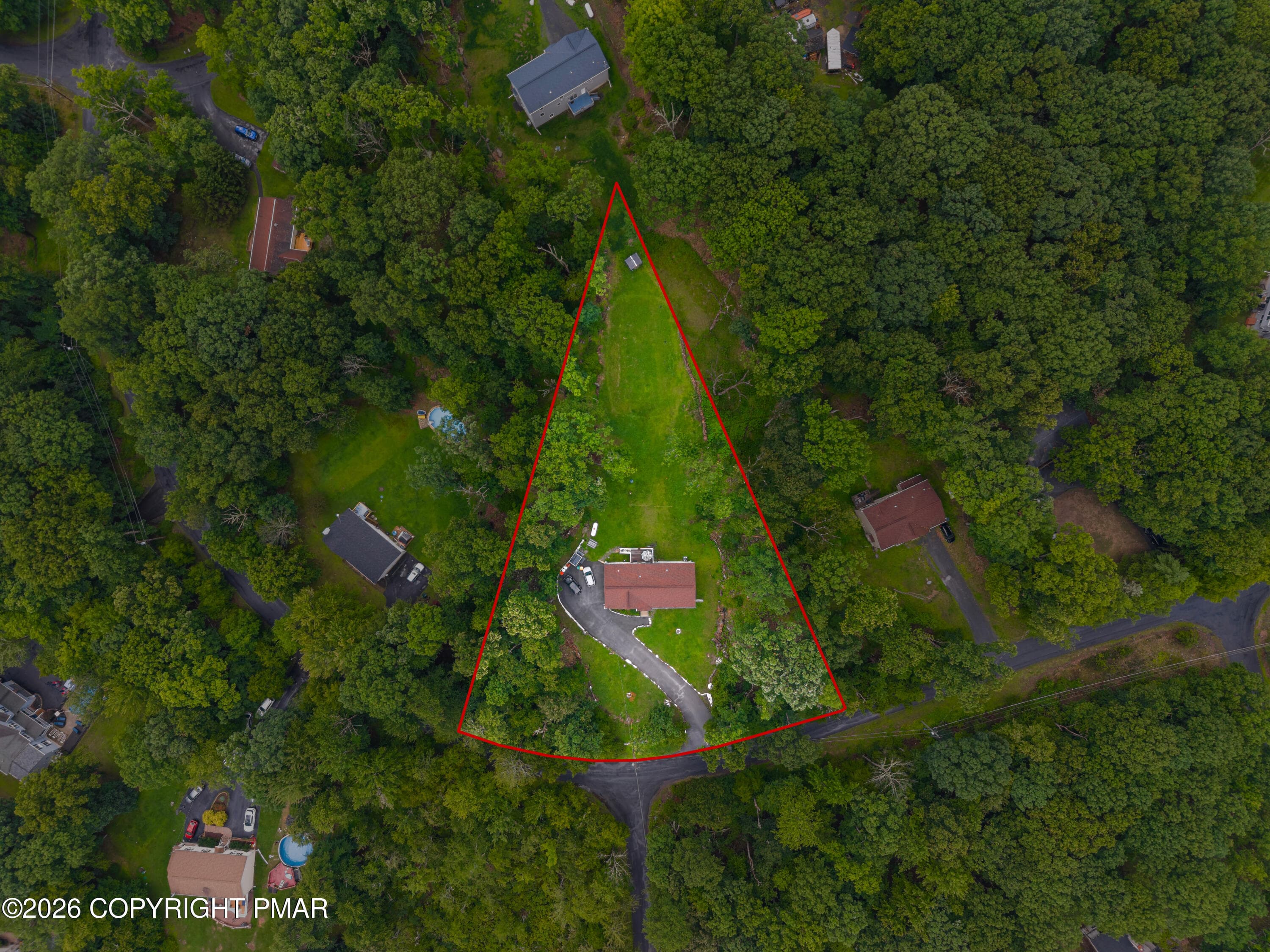 195Sunrise_ExteriorDrone_2outline - 195 Sunrise Loop, Henryville, PA 18332, Henryville