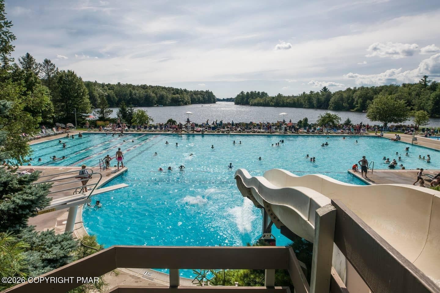LN outdoor pool from slide - 1177 Deer Trail Road, Pocono Pines, PA 18350