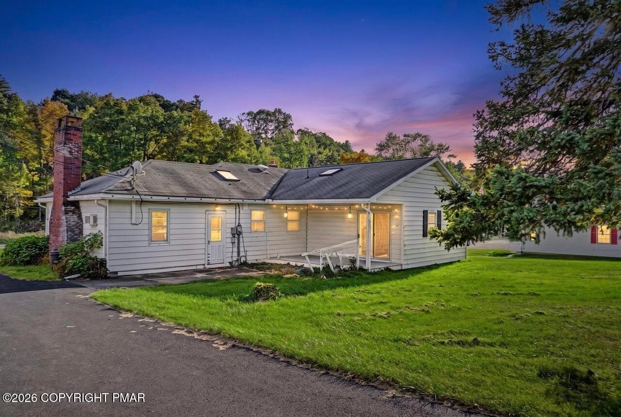 Dusk Rear View of Ranch Home - 2367 Route 209, Sciota, PA 18354, Sciota