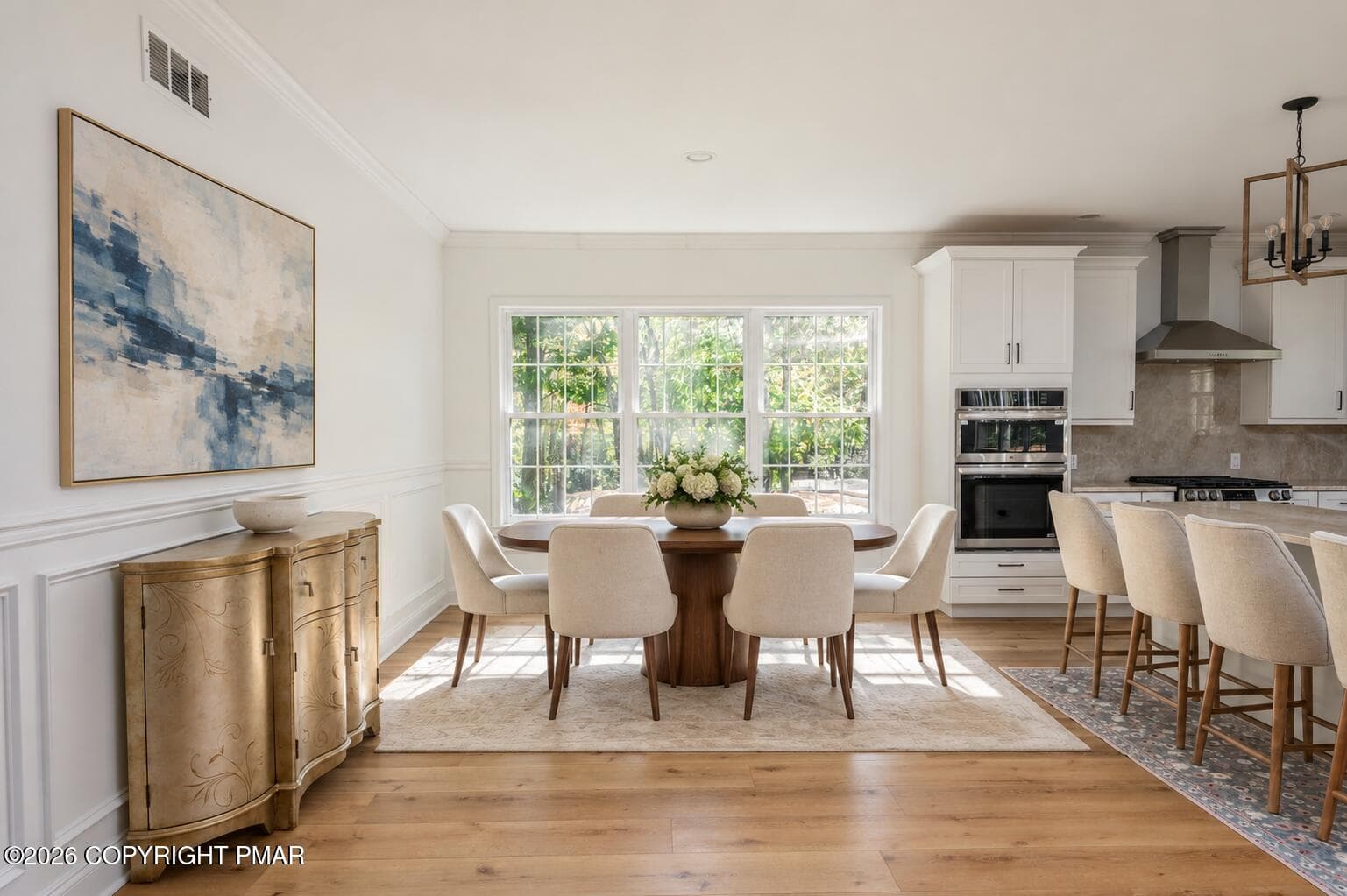 Elegant walnut dining area with blue art - 109 Forest Lake Drive, Jim Thorpe, PA 18229, Jim Thorpe