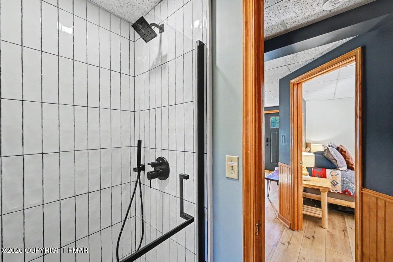 Tiled Shower with new glass doors - 101 Tennyson Circle, Albrightsville, PA 18210, Albrightsville
