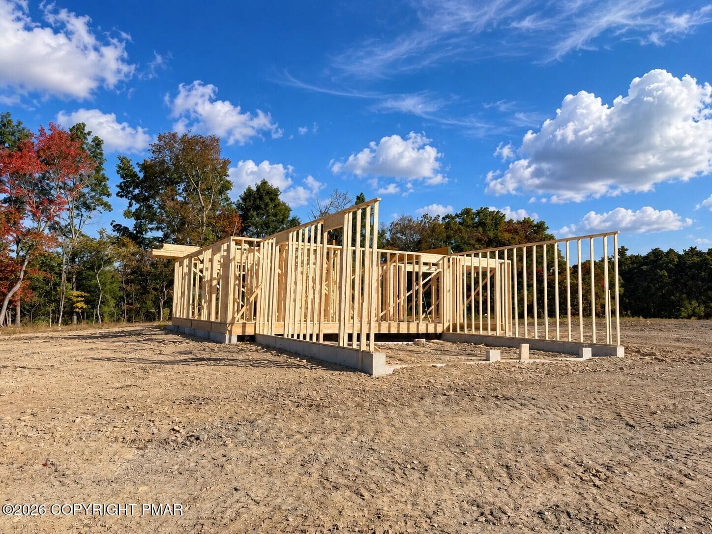 Unfinished home framing under bright ski - Lot 1 H.T.Y. Road, Kunkletown, PA 18058, Kunkletown