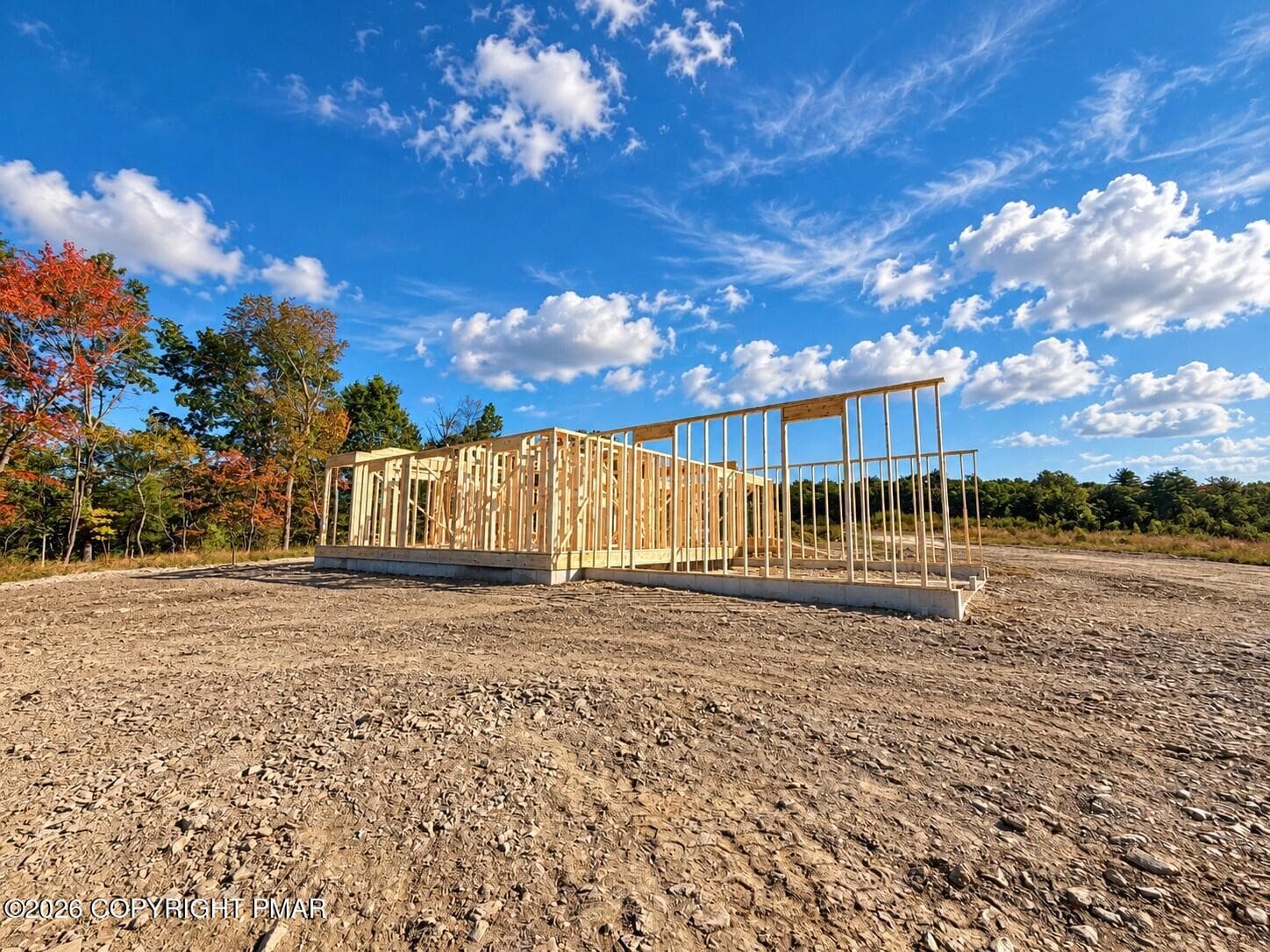 Unfinished House Framing Under Blue Skie - Lot 1 H.T.Y. Road, Kunkletown, PA 18058, Kunkletown