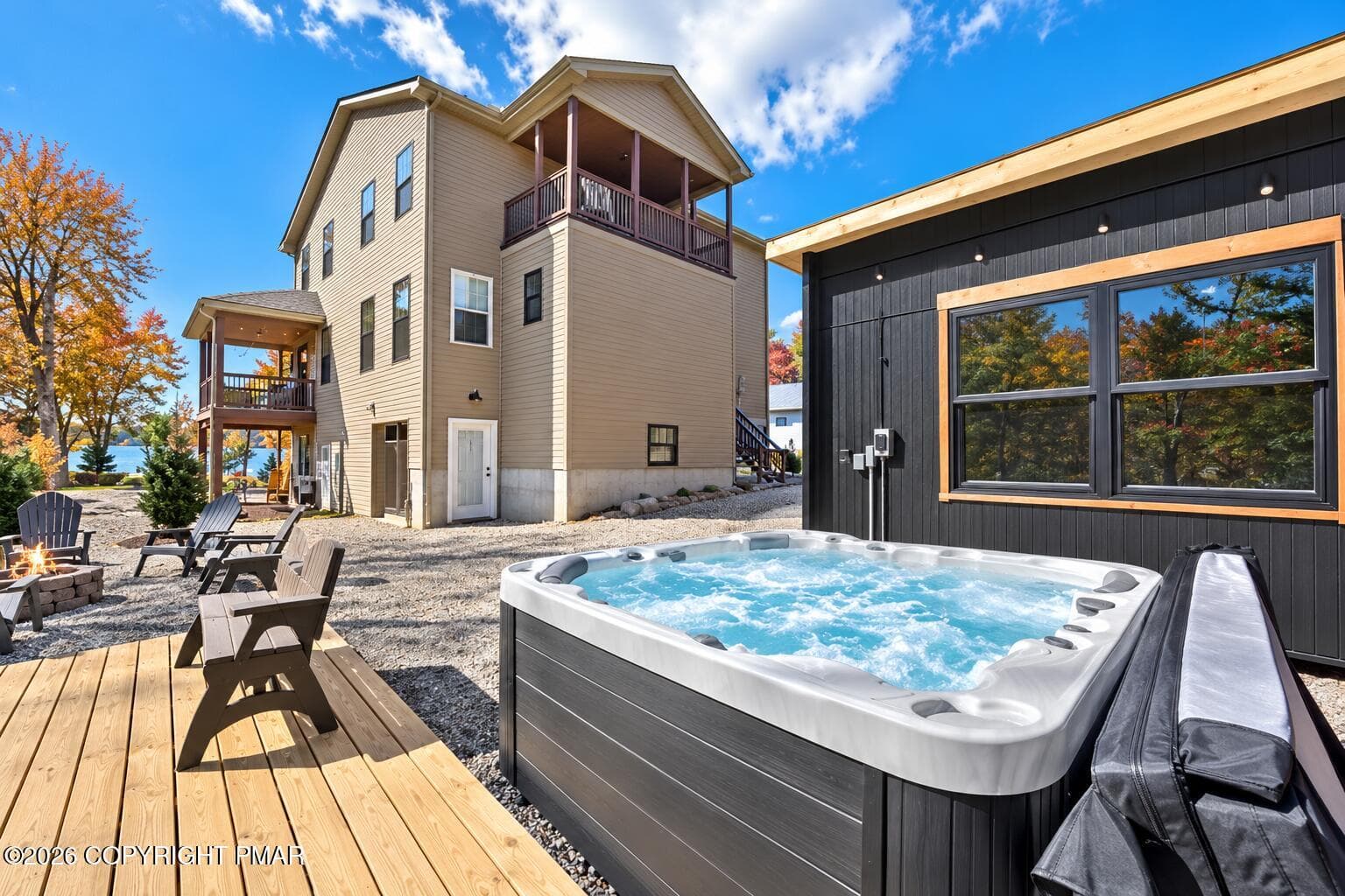 Lakeside Hot Tub and Autumn Patio - 7669 Lake Shore Drive, Pocono Lake, PA 18347, Pocono Lake