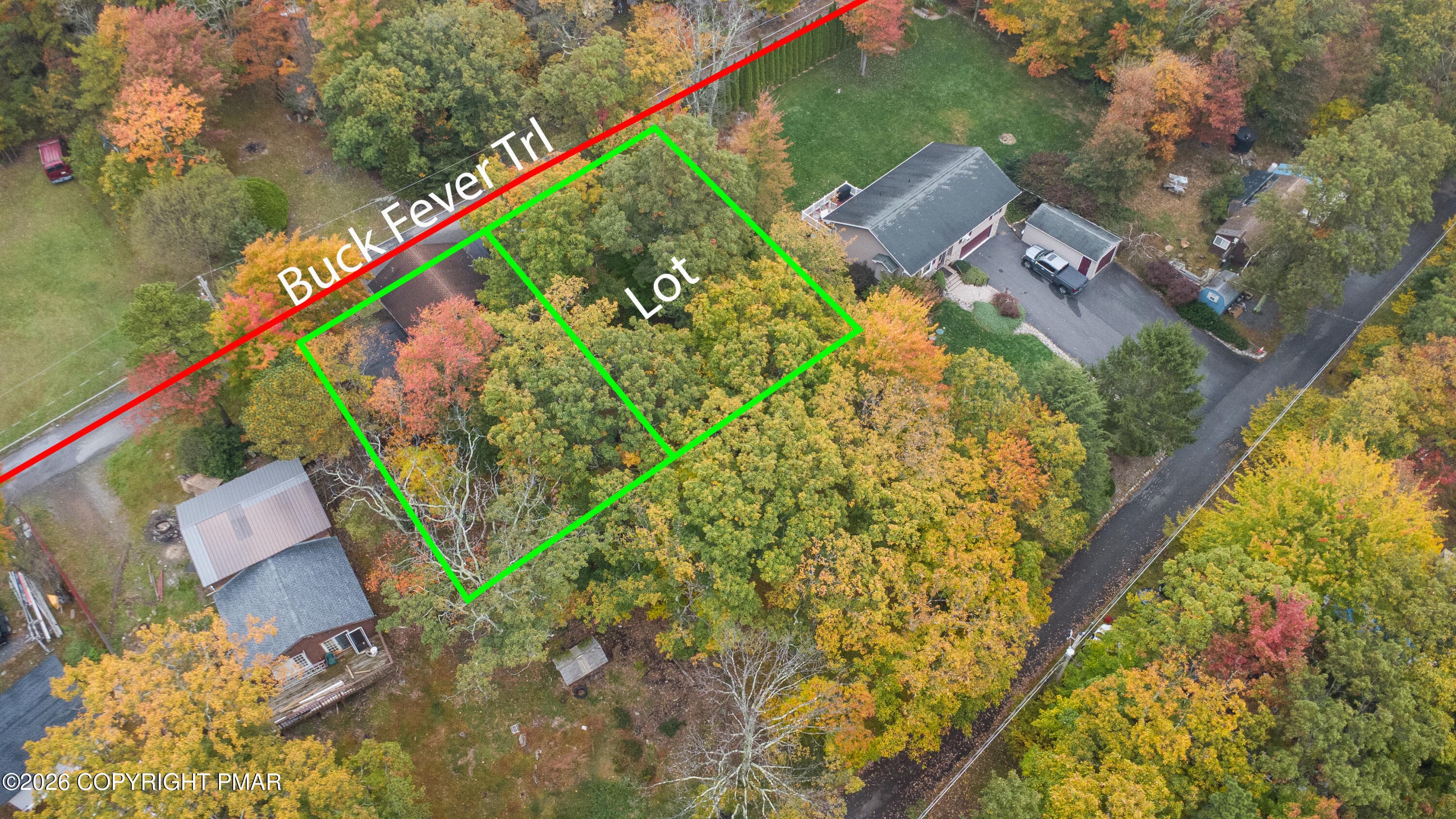045-Lot-Boundary-Diagonal-Aerial - 134 Buck Fever Trail, Scotrun, PA 18355, Scotrun