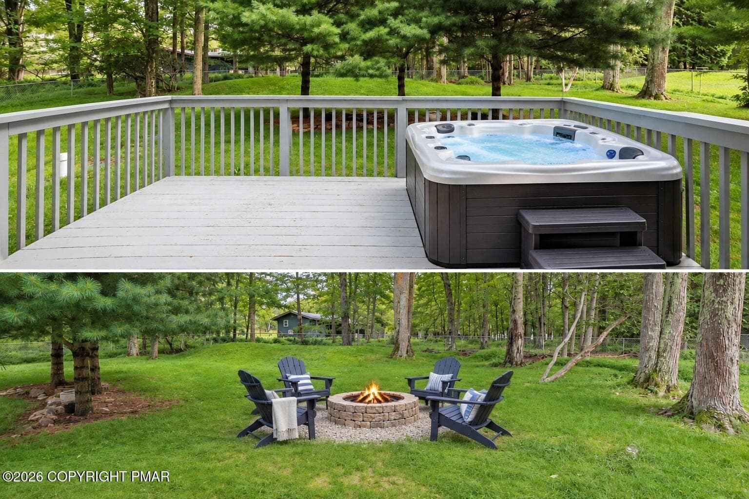 Virtually Staged Deck & Backyard - 122 Tamarack Trail, Pocono Summit, PA 18346