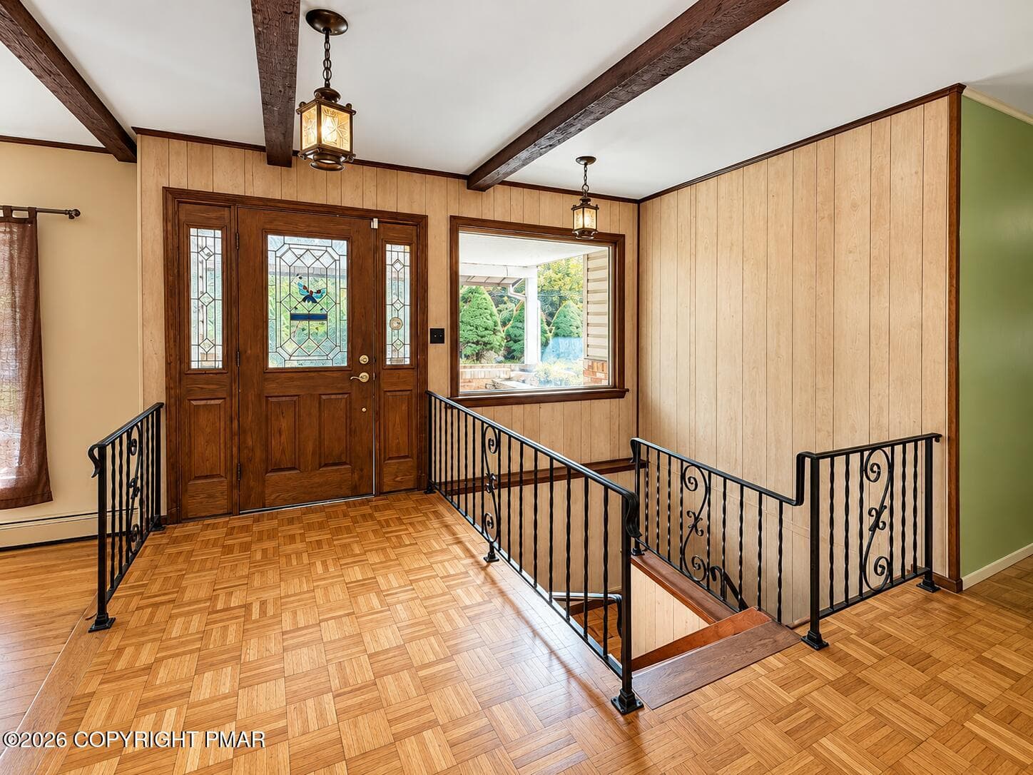 Mid-Century Foyer with Wrought-Iron Rail - 222 Lily Street, Saylorsburg, PA 18353, Saylorsburg
