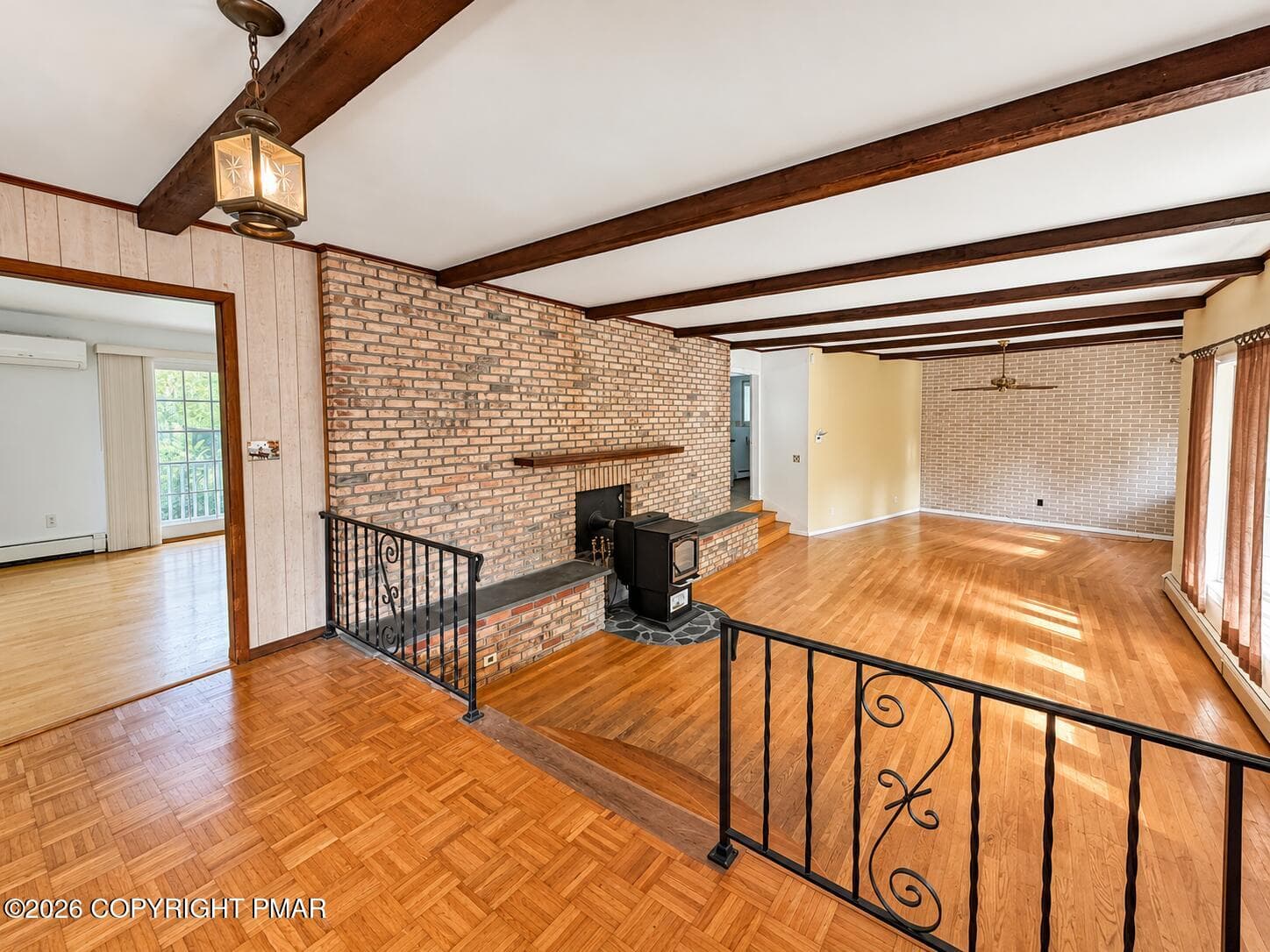 Mid-Century Brick Hearth in Living Room - 222 Lily Street, Saylorsburg, PA 18353, Saylorsburg