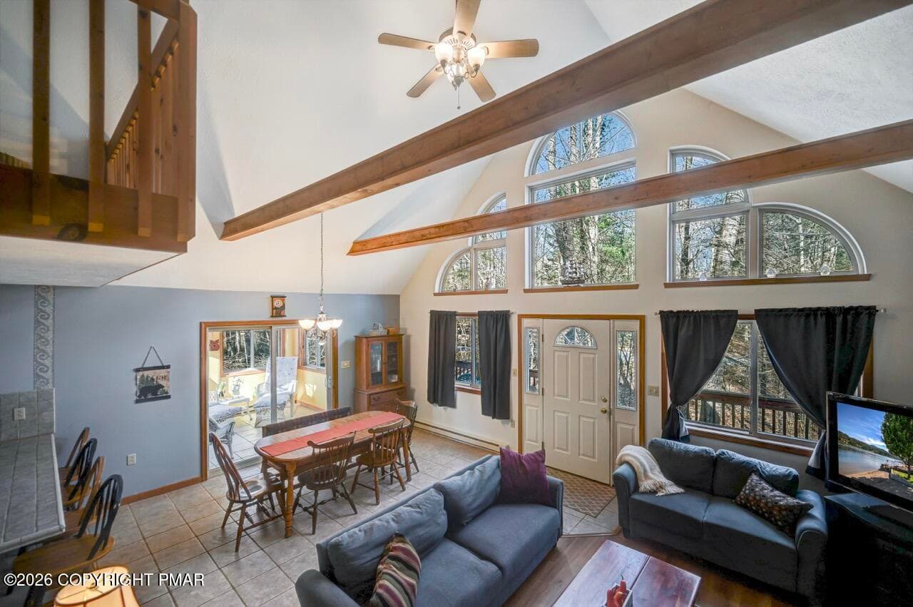 Living Room to Dining Room - 1575 Evergreen Road, Pocono Pines, PA 18350