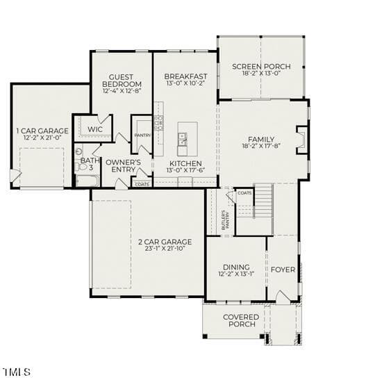 Bristol English Cotttage Floor Plan 1st - 162 Gaines Trail, Pittsboro, NC 27312