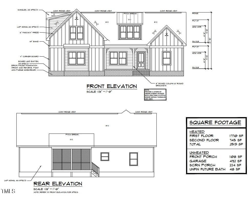 front and rear elevation - 155 Diamond Creek Drive, Zebulon, NC 27597