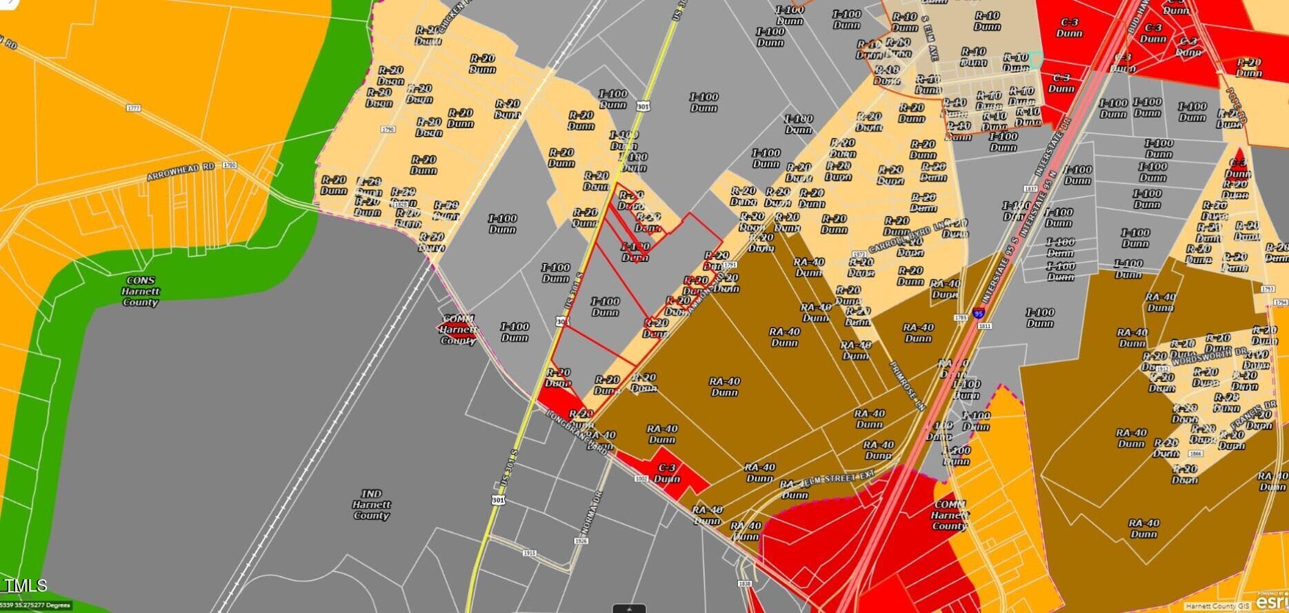 EDGERTON 58.85 AC ZONING MAP - 0 S Us 301 Highway, Dunn, NC 28334