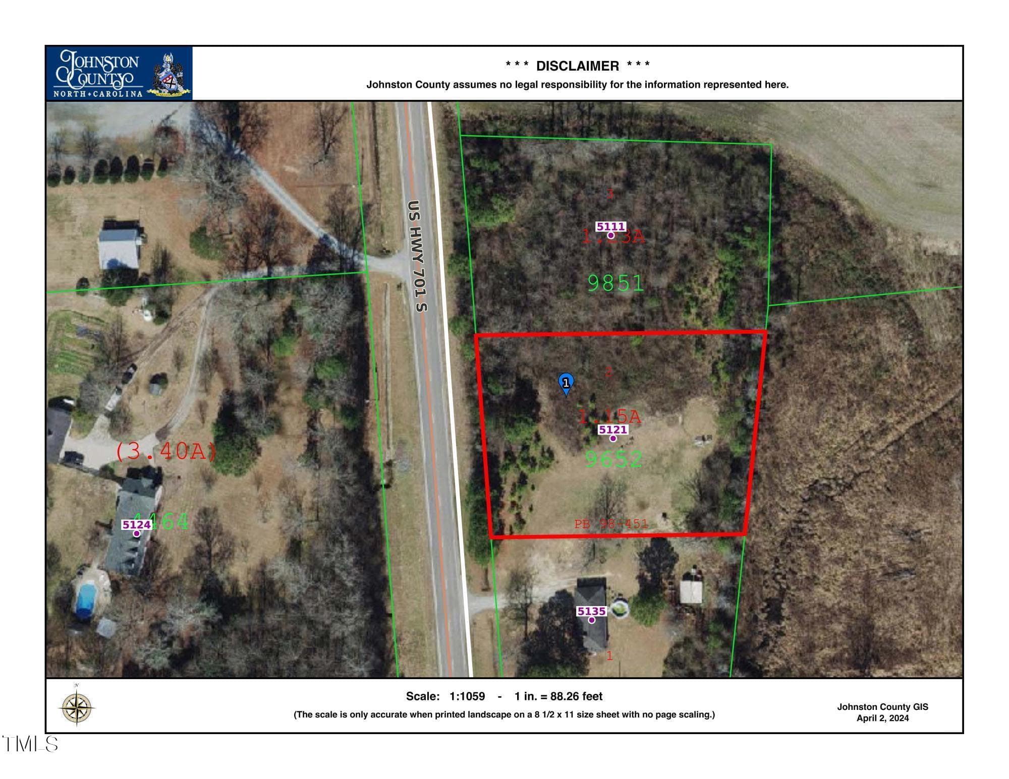 GIS ortho photo - 5121 Us-701 Highway, Four Oaks, NC 27524