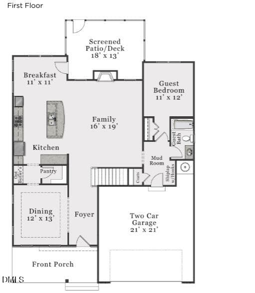 First Floor Floor Plan - 1108 Prominence Drive, Durham, NC 27712, Durham