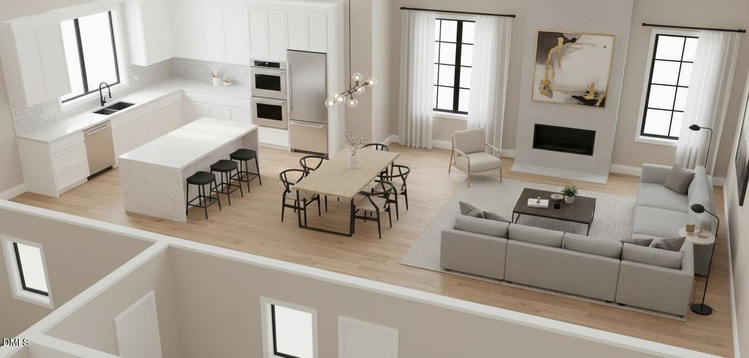 3D PLAN KITCHEN : LIVING ROOM - 3256 Cascade Lane, Durham, NC 27704, Durham