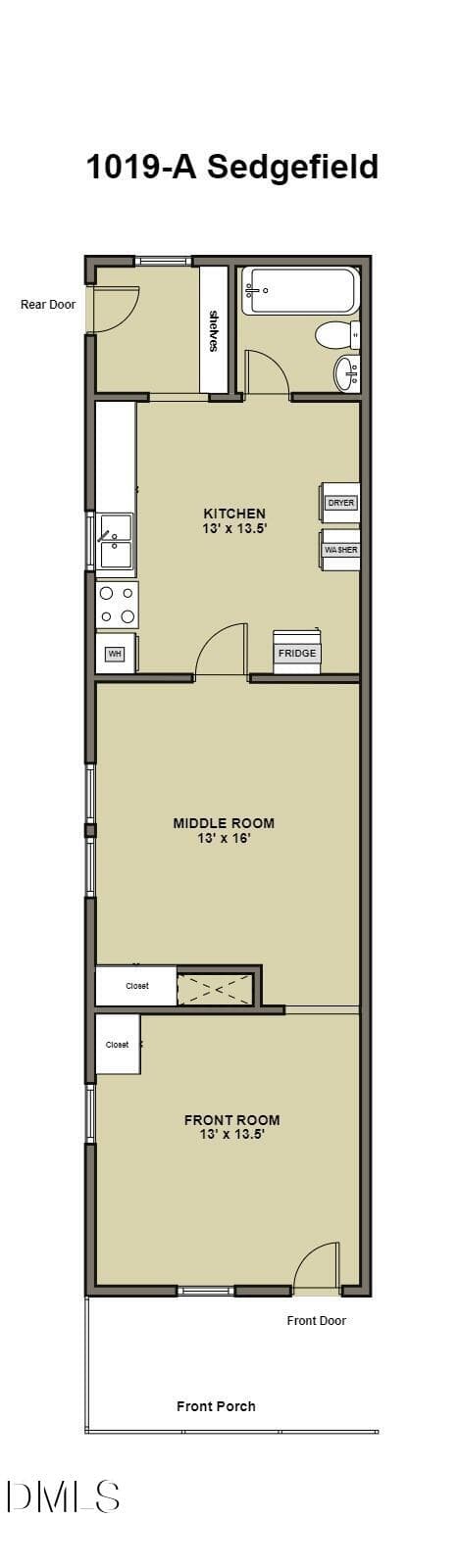A Floor Plan - 1019 Sedgefield Street, Durham, NC 27705, Durham