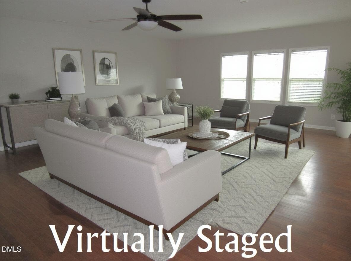 Virtually staged Living room - 124 Richmond Run, Stem, NC 27581