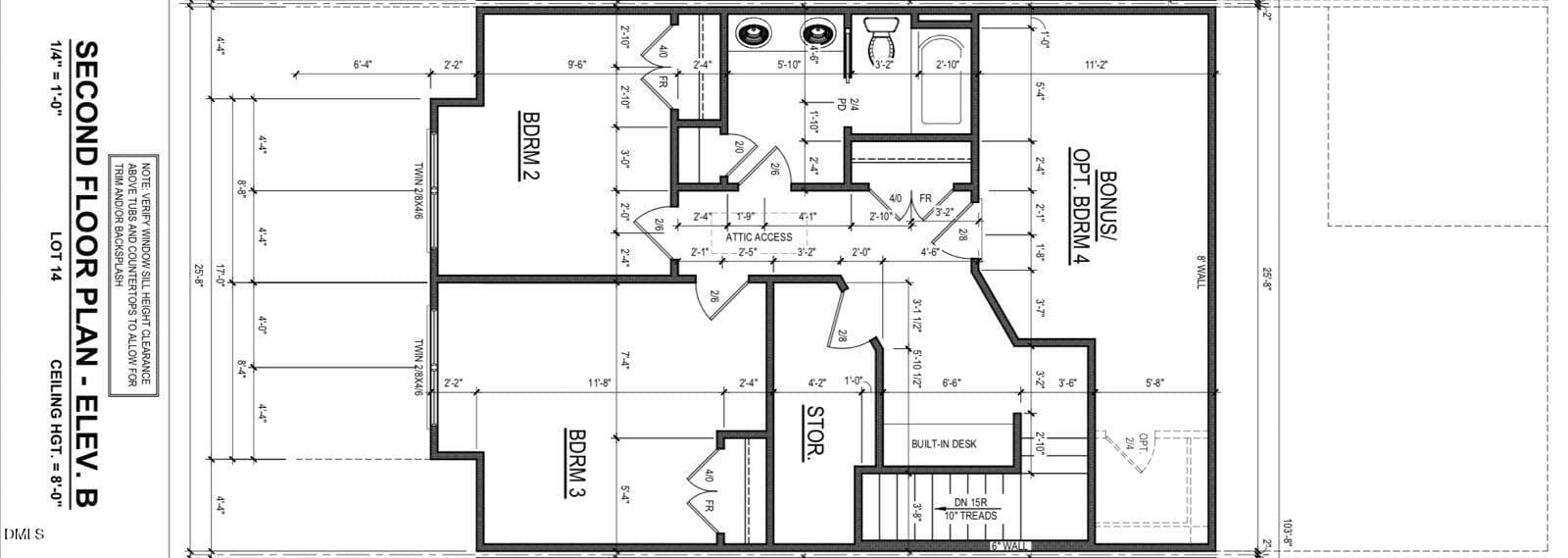Lot 14 White Oak Townhome 2nd floor plan - 4427 Dominion Crest Drive, Apex, NC 27523
