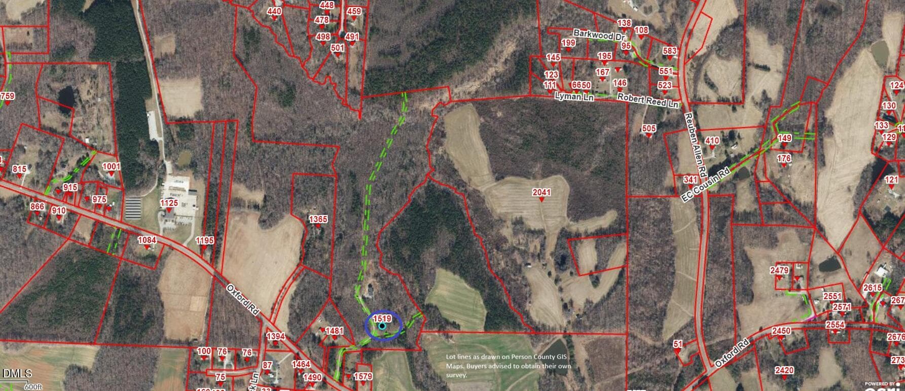 gis map - 1519 Oxford Road, Roxboro, NC 27573