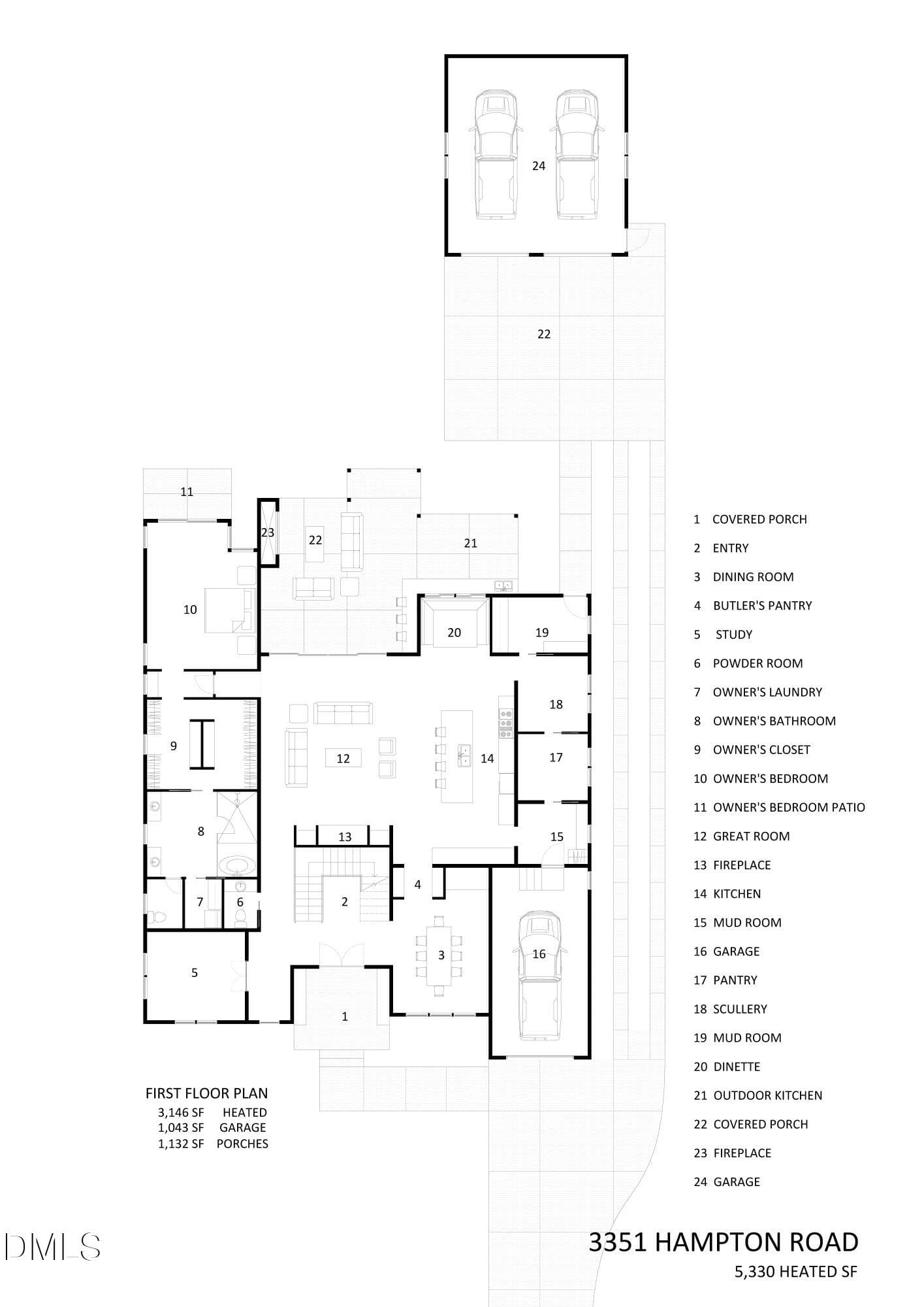 zz-3351_hamptons_firstfloor_v1 - 3351 Hampton Road, Raleigh, NC 27607, Raleigh