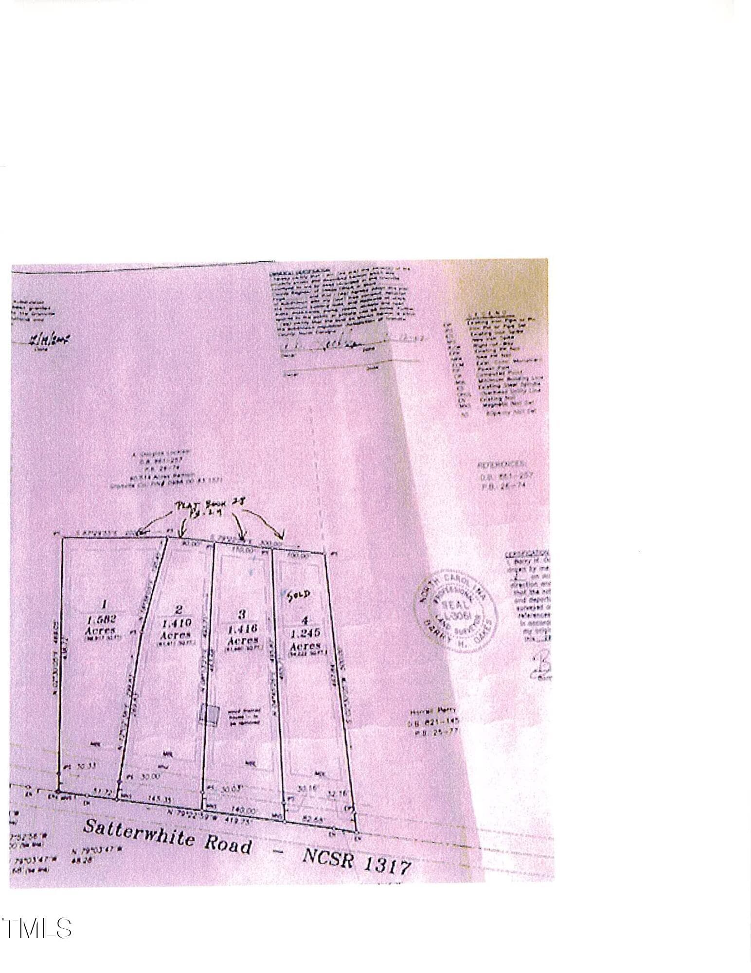 4 Front Lot Survey - 1665 Satterwhite Road, Oxford, NC 27565