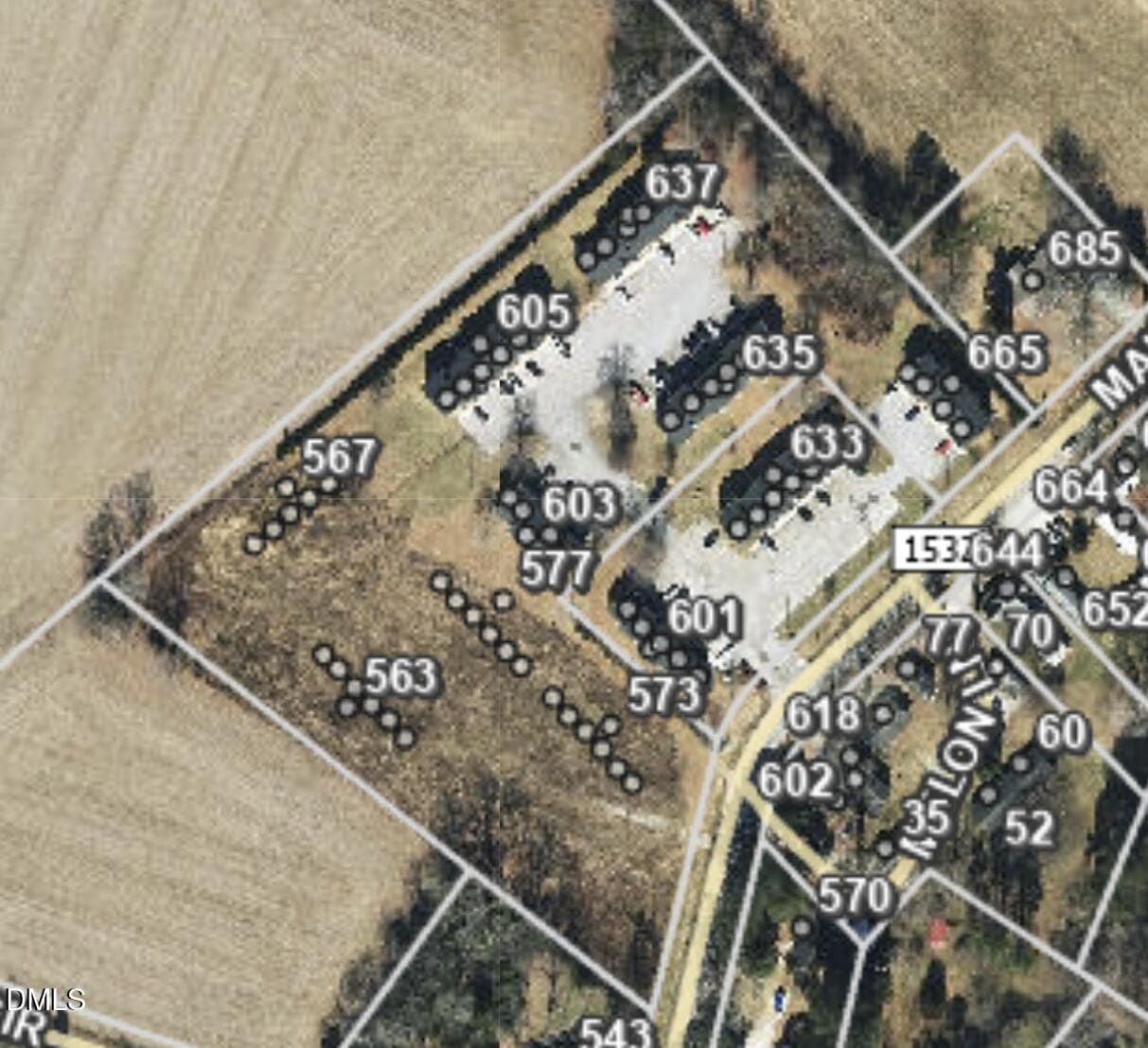 Aerial from GIS - 601 Main Street, Lillington, NC 27546