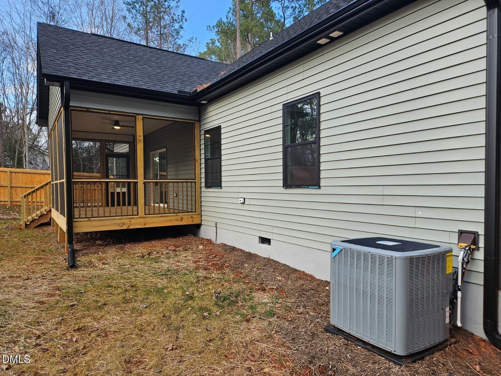 back yard and AC unit - 440 Shawnee Drive, Louisburg, NC 27549, Louisburg