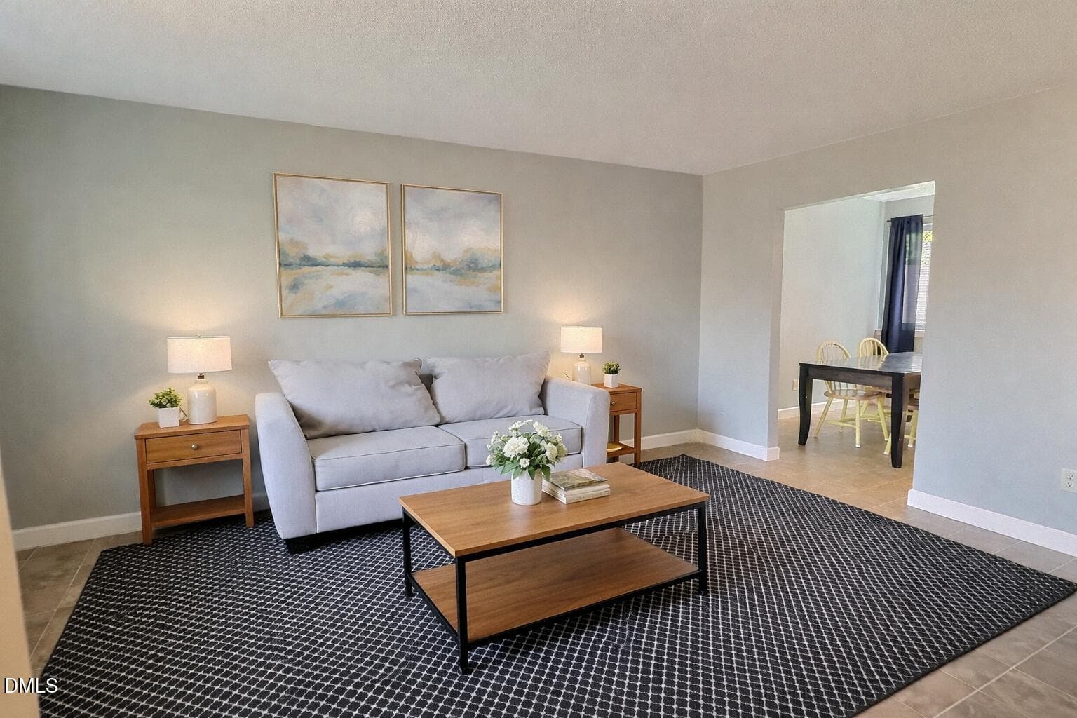 Modern living room with abstract art - 2375 Champion Court, Raleigh, NC 27606, Raleigh