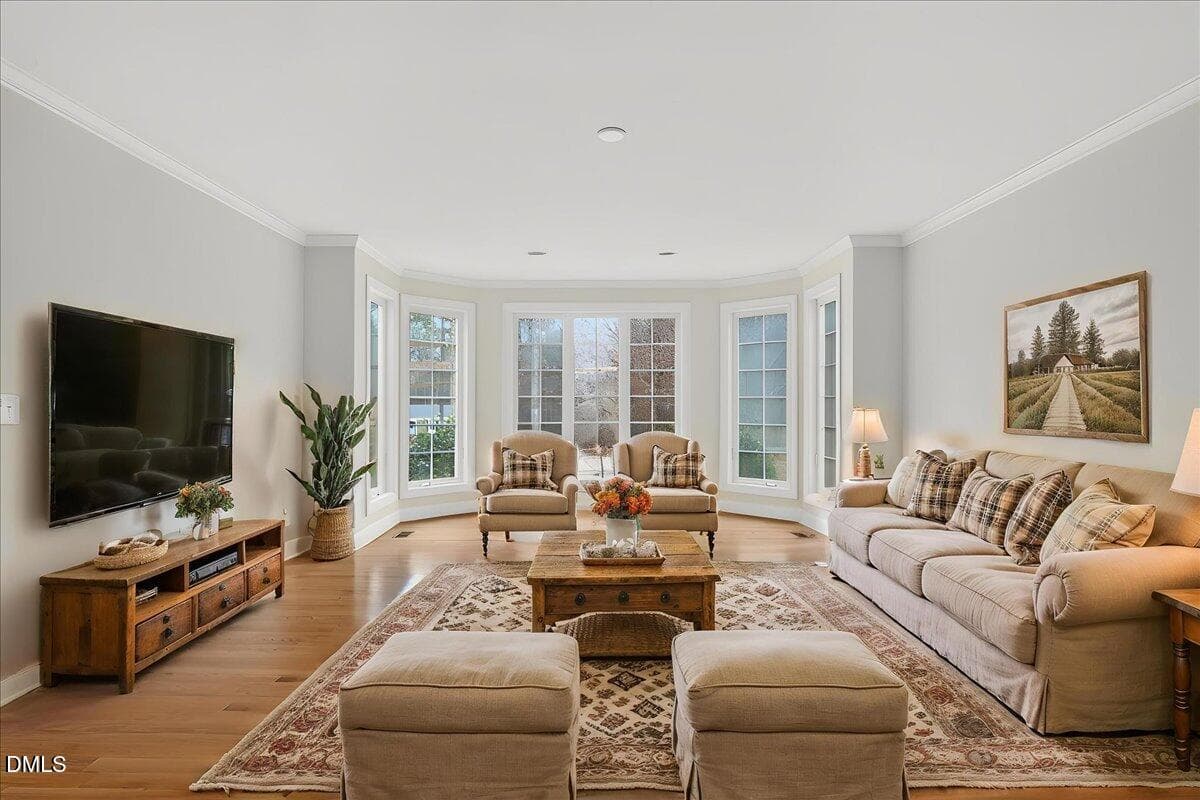 Virtual staging of living room - 4098 Charlie Harris Road, Oxford, NC 27565