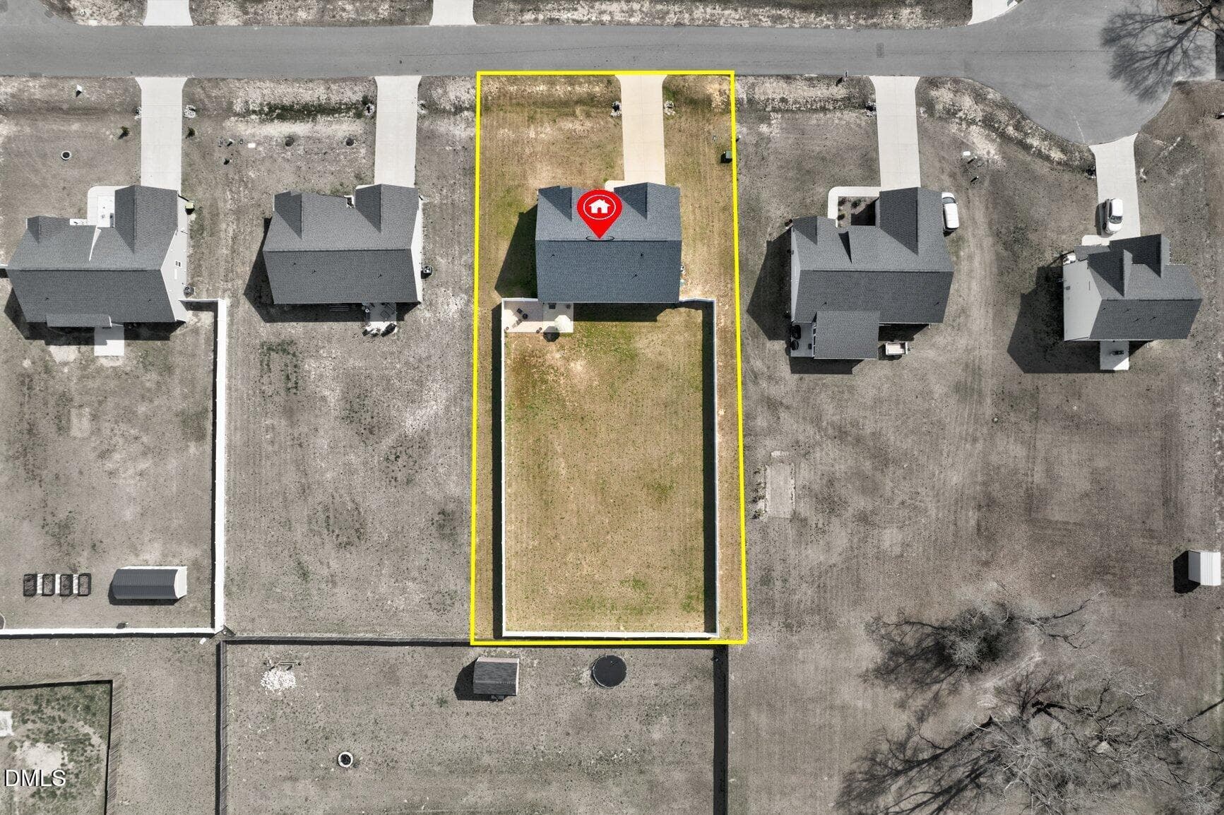 Aerial View w/ Lot Lines - 9122 Byron Court, Bailey, NC 27807