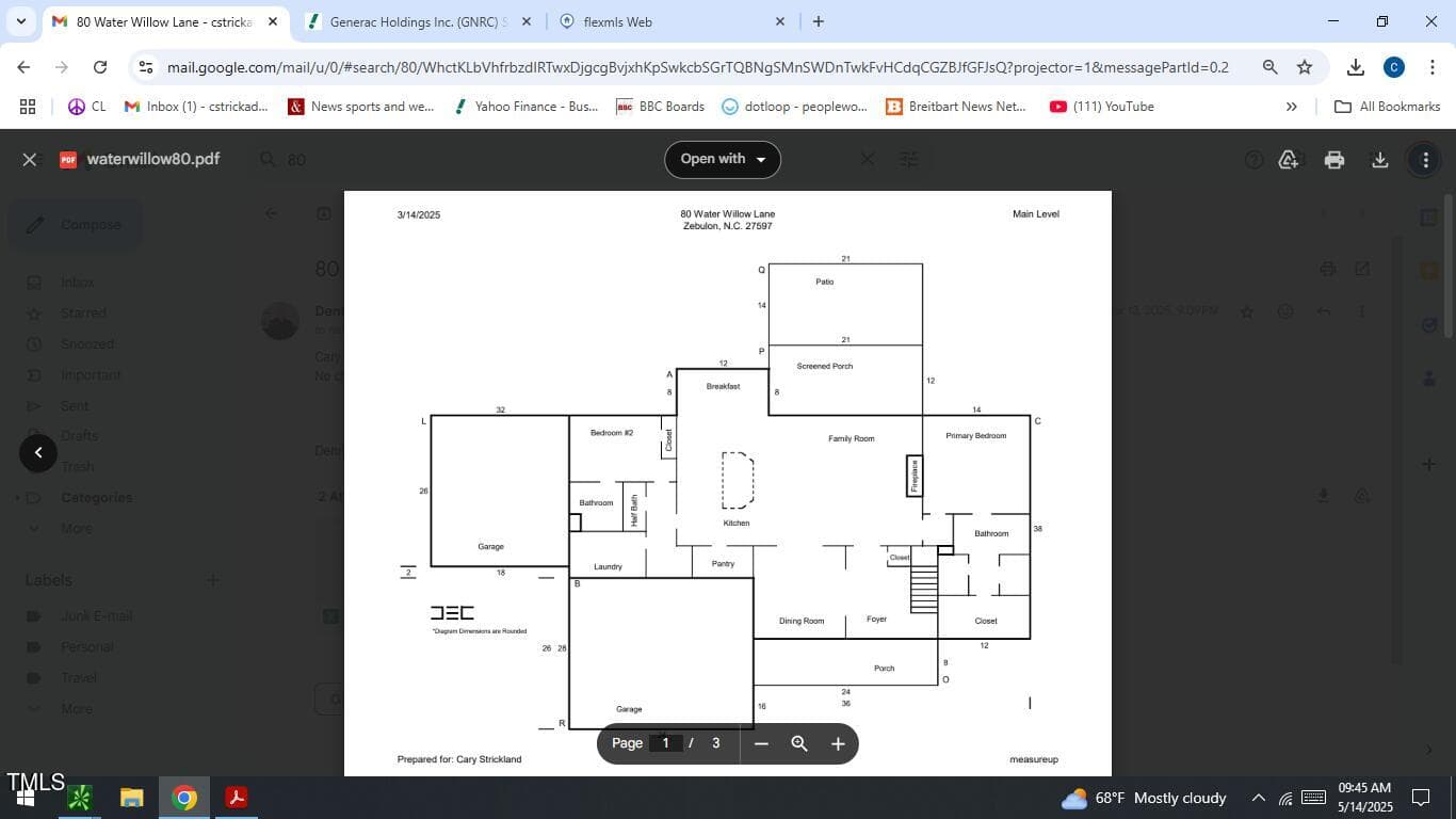 Floorplan 1st floor - 115 Water Willow Lane, Zebulon, NC 27597