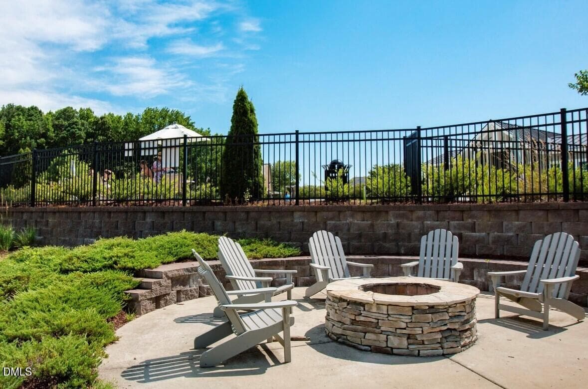Mews fire pit by the pool - 600 Brackenberry Alley, Wake Forest, NC 27587