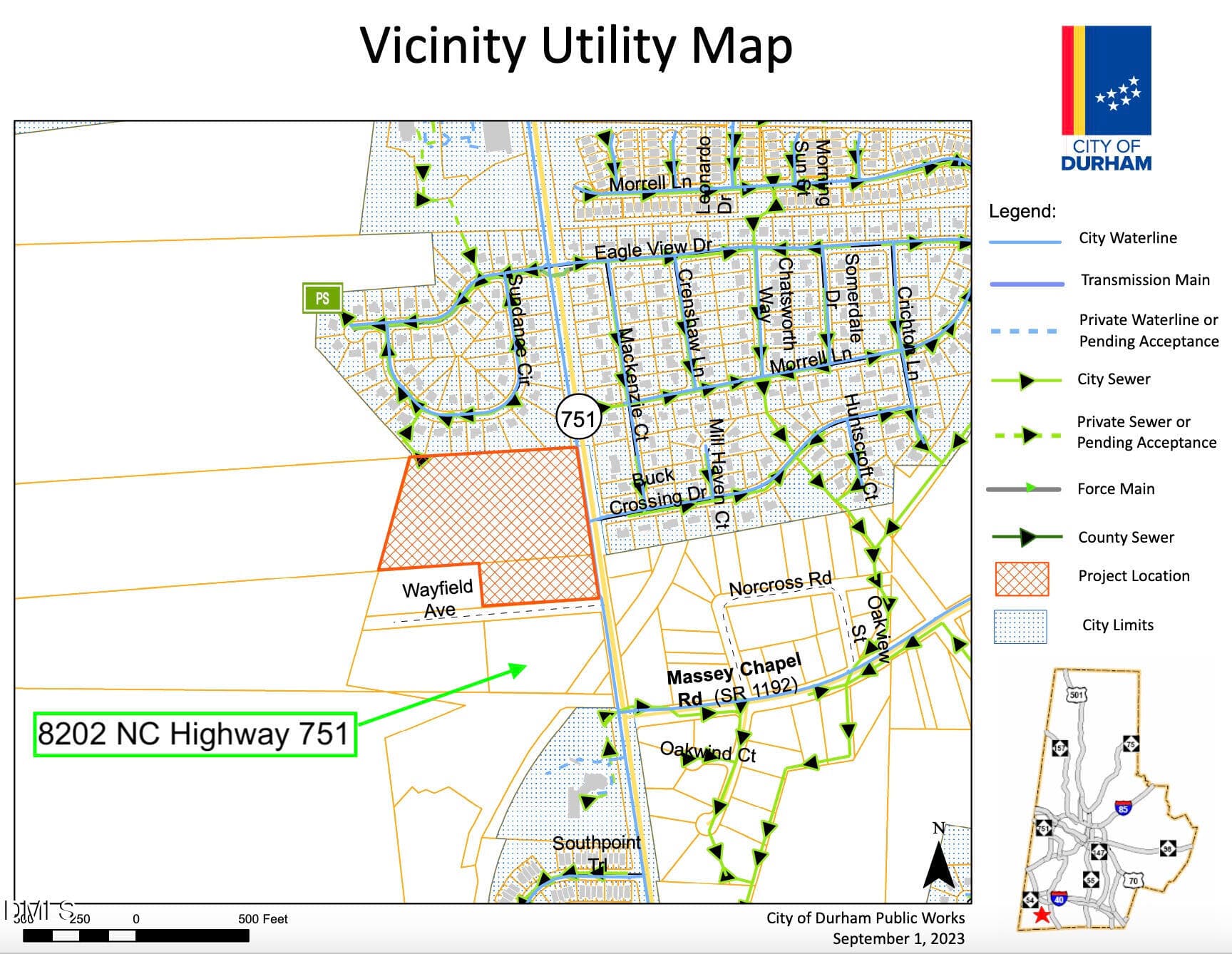 Vicinity Utility Map - as of 9.01.2023 - 8202 N.C. Highway 751, Durham, NC 27713, Durham