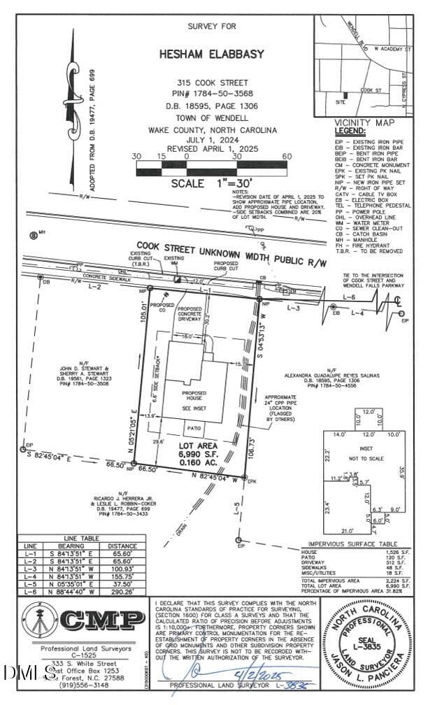 315 Cook streel plot plan (House envelop - 315 Cook Street, Wendell, NC 27591, Wendell
