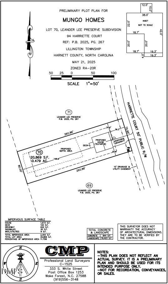 plot plan llp70 - 94 Harriette Court 70, Lillington, NC 27546