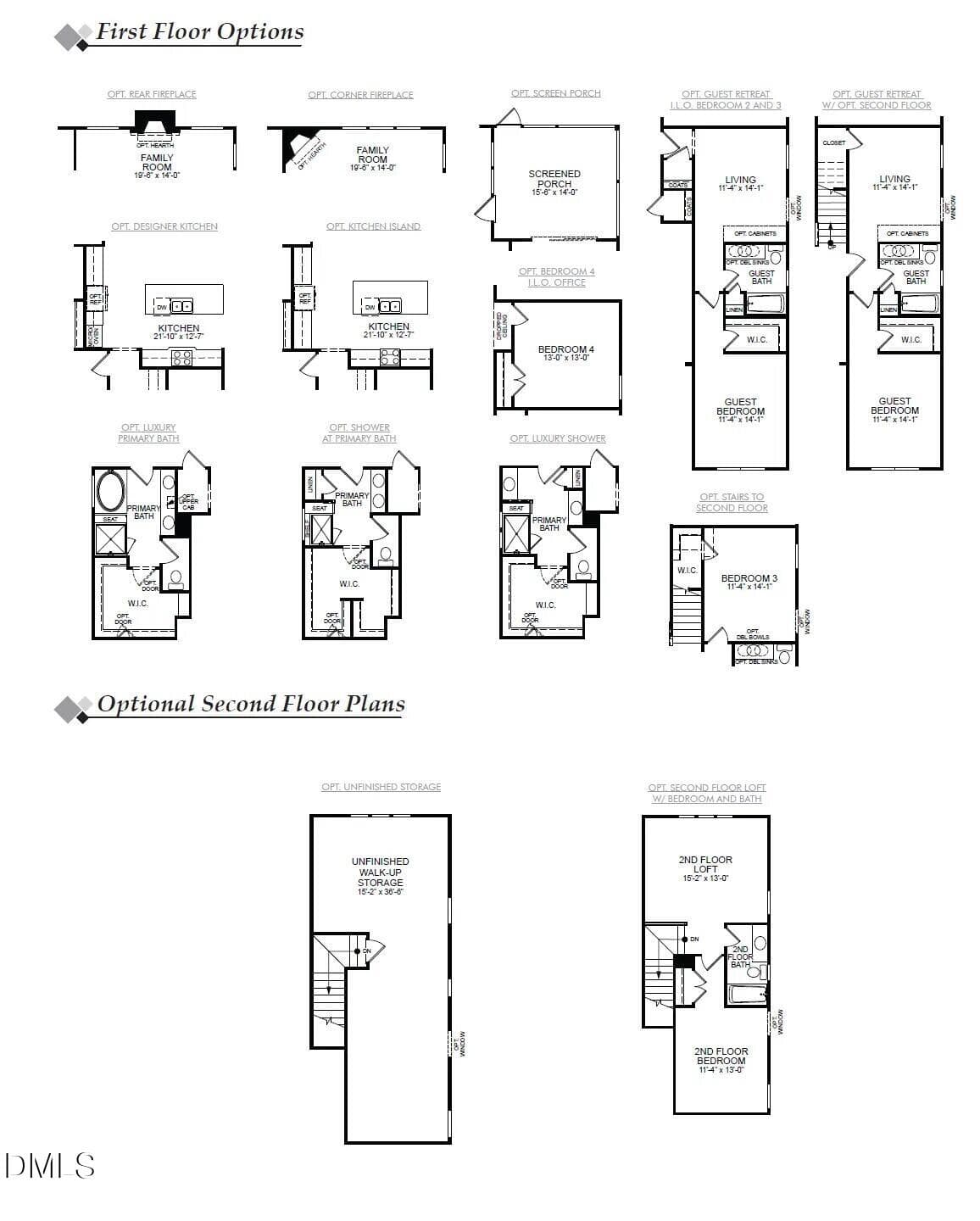 2nd Floor Plan Options Edgefield - 0004 Tallulah Loop, Cedar Grove, NC 27231