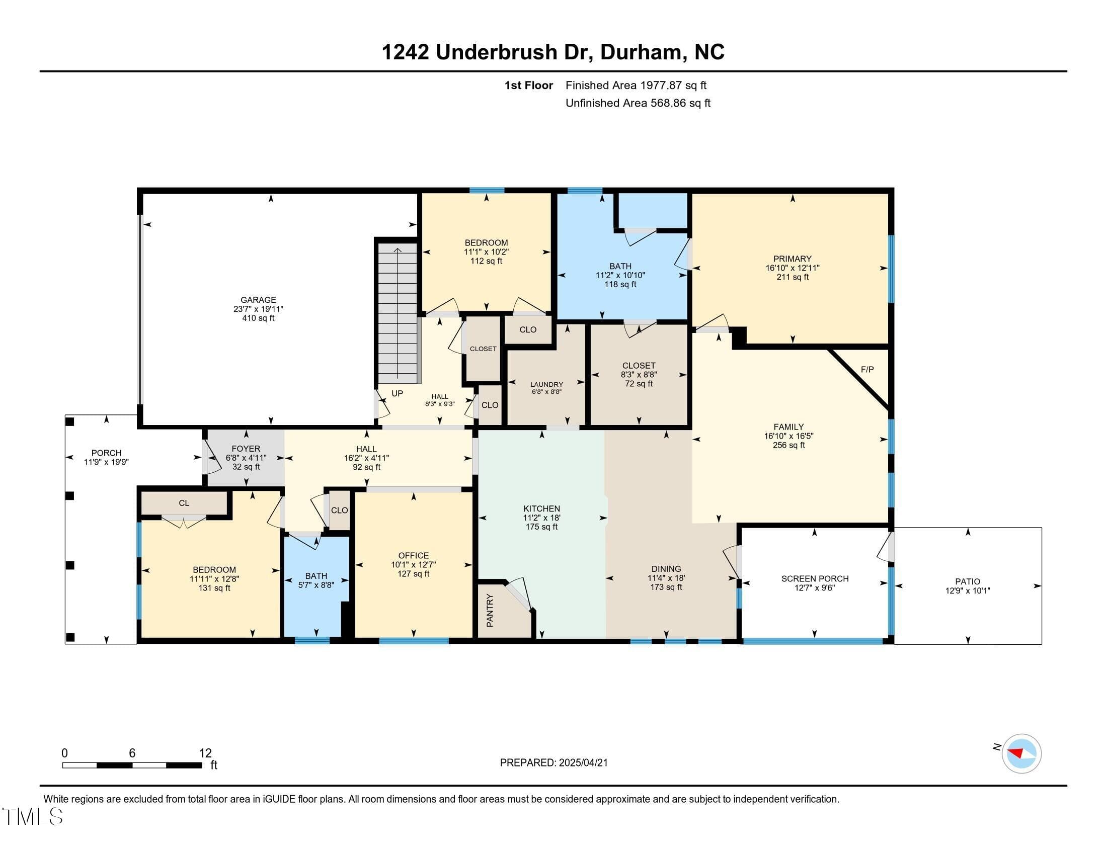 Floor Plan 1st Floor - 1242 Underbrush Drive, Durham, NC 27703, Durham