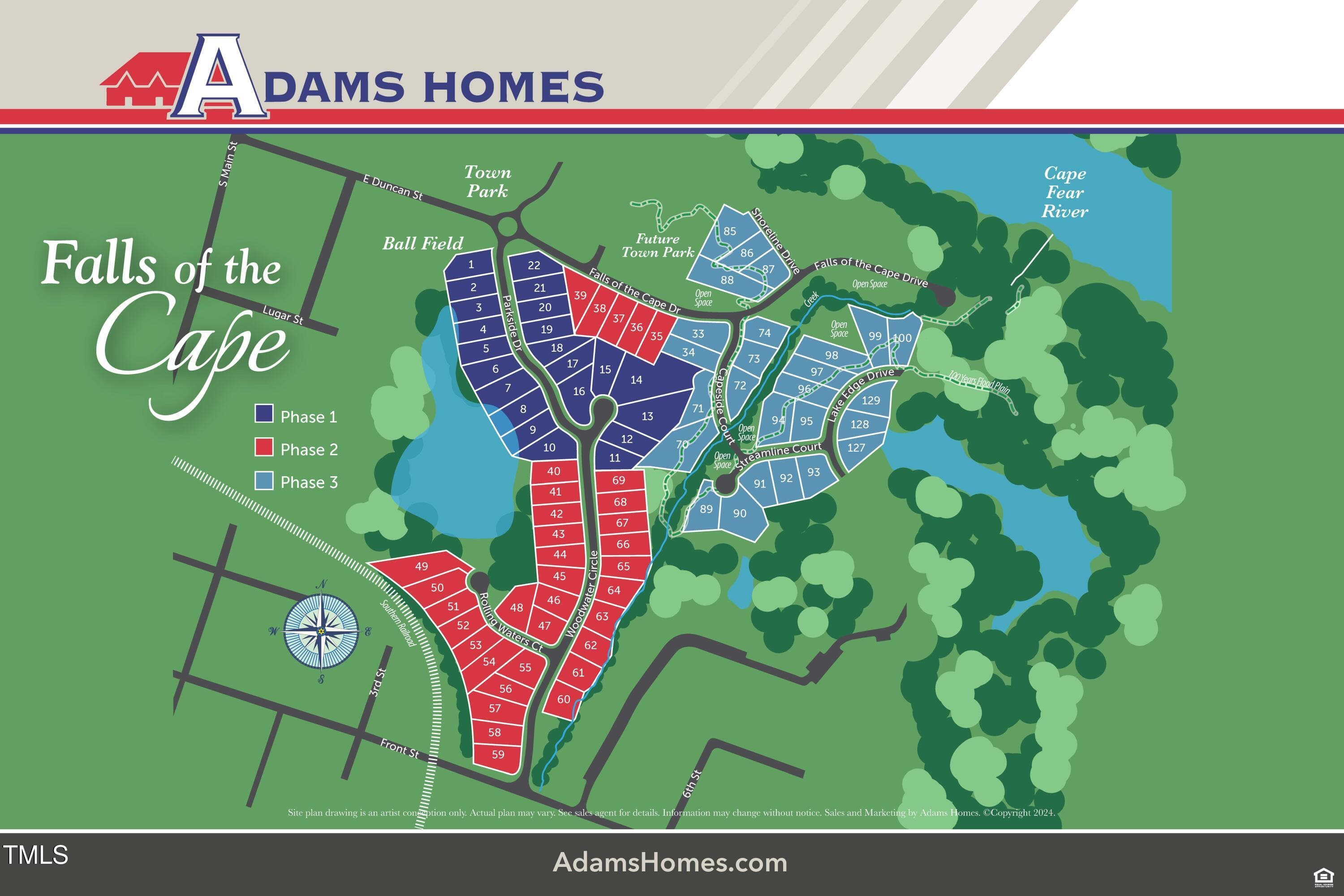 Falls of the Cape Site Map 24x36 no rive - 193 Falls Of The Cape Drive, Lillington, NC 27546