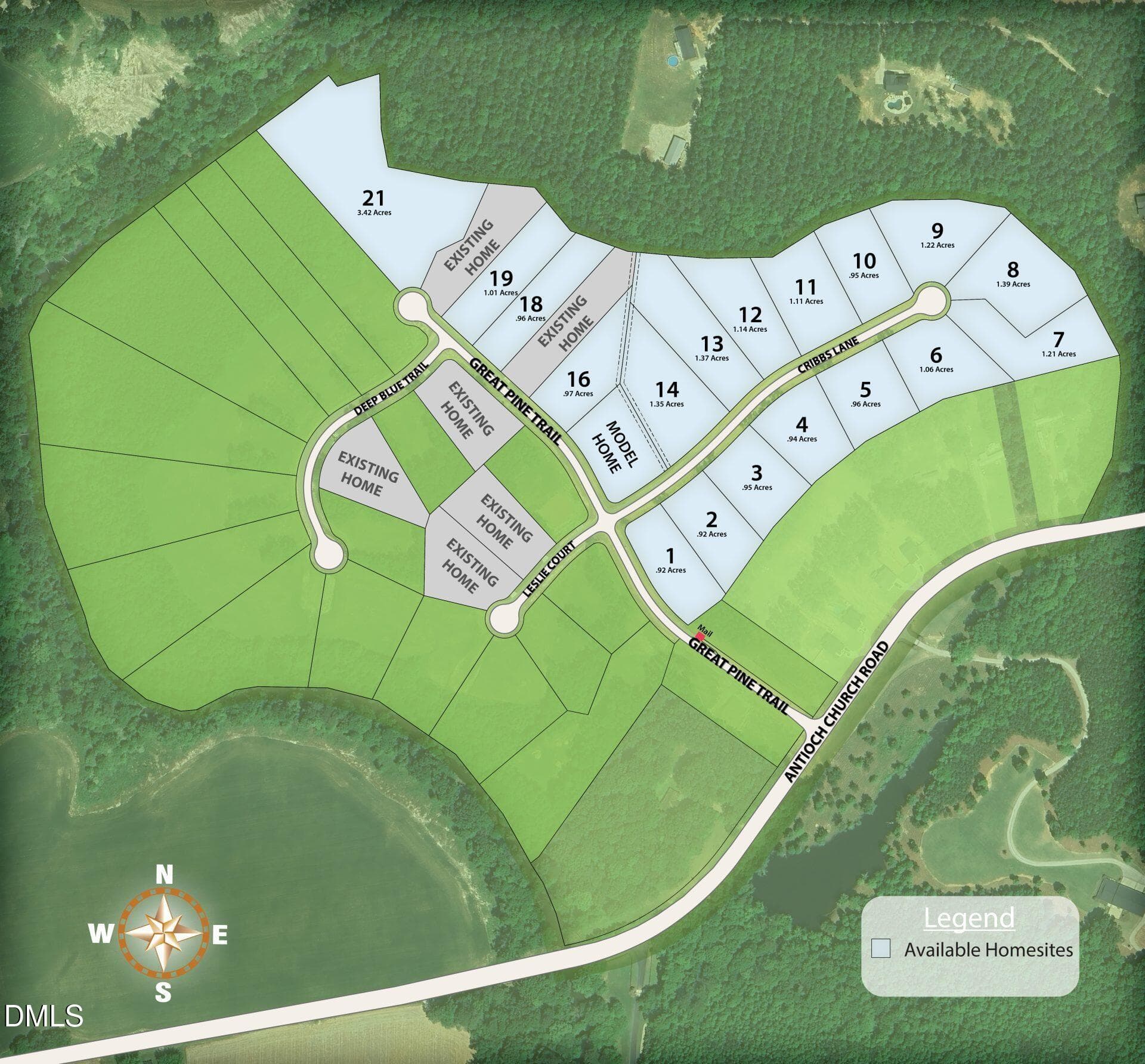 Charlottes Ridge Map with acreage - 27 Cribbs Lane, Middlesex, NC 27557