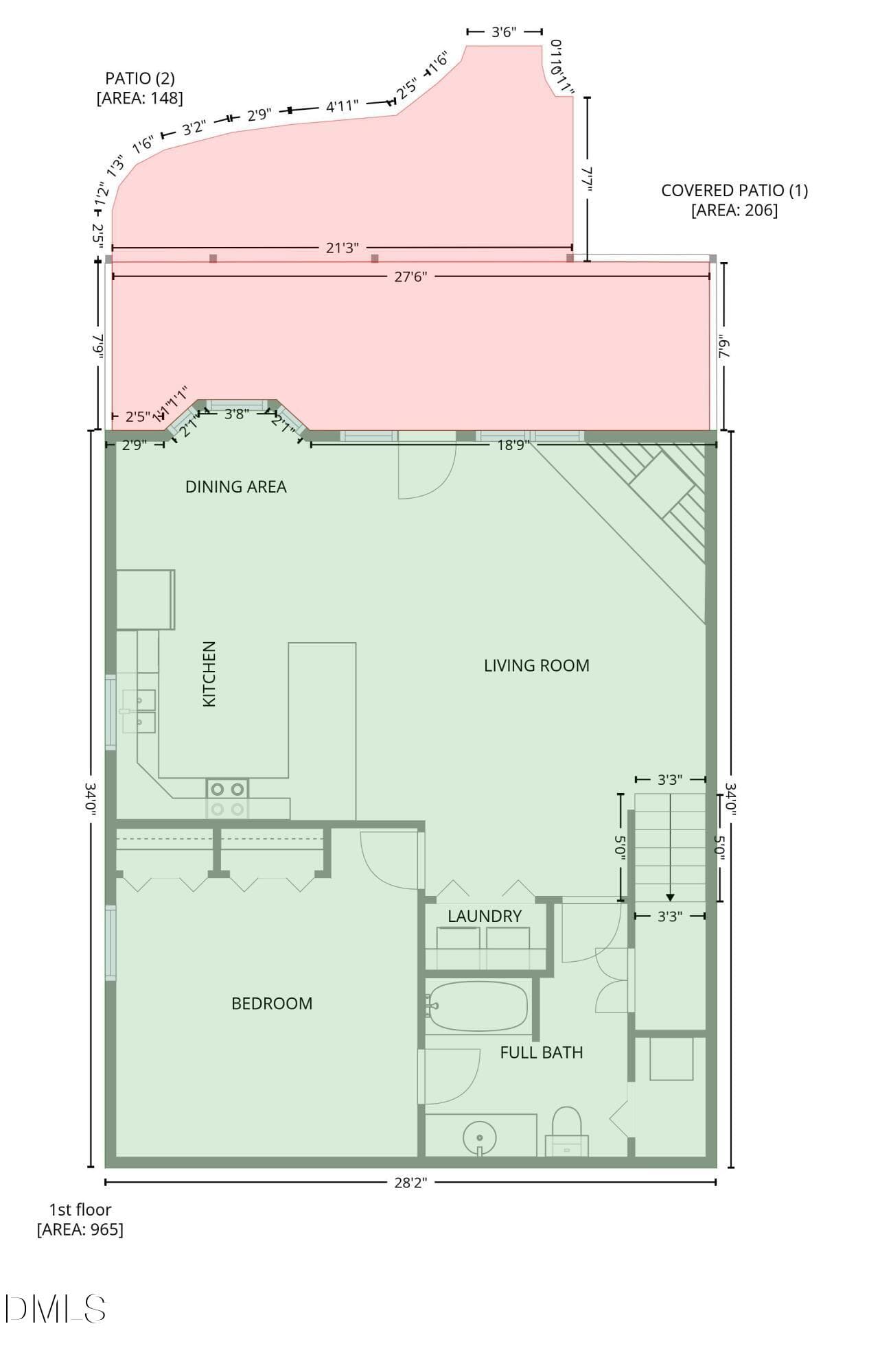 GLA Measurements - 1st Floor - 3496 Pinehaven Drive, New London, NC 28127, New London