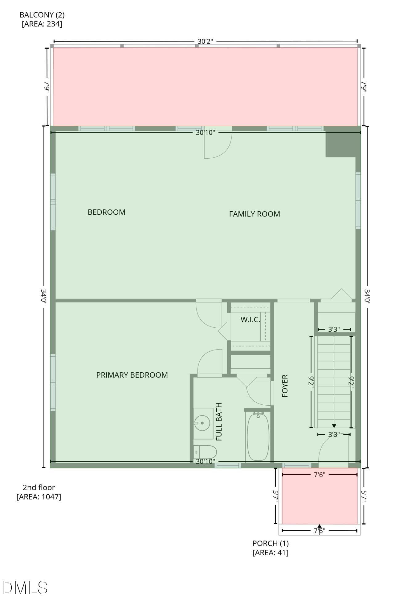 GLA Measurements - 2nd Floor - 3496 Pinehaven Drive, New London, NC 28127, New London