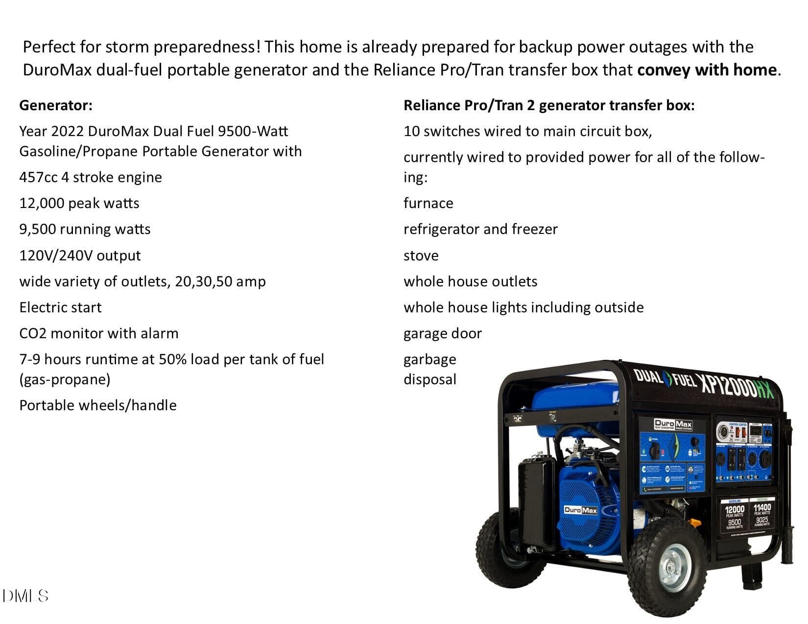 generator info sheet - 9312 Wooden Road, Raleigh, NC 27617, Raleigh