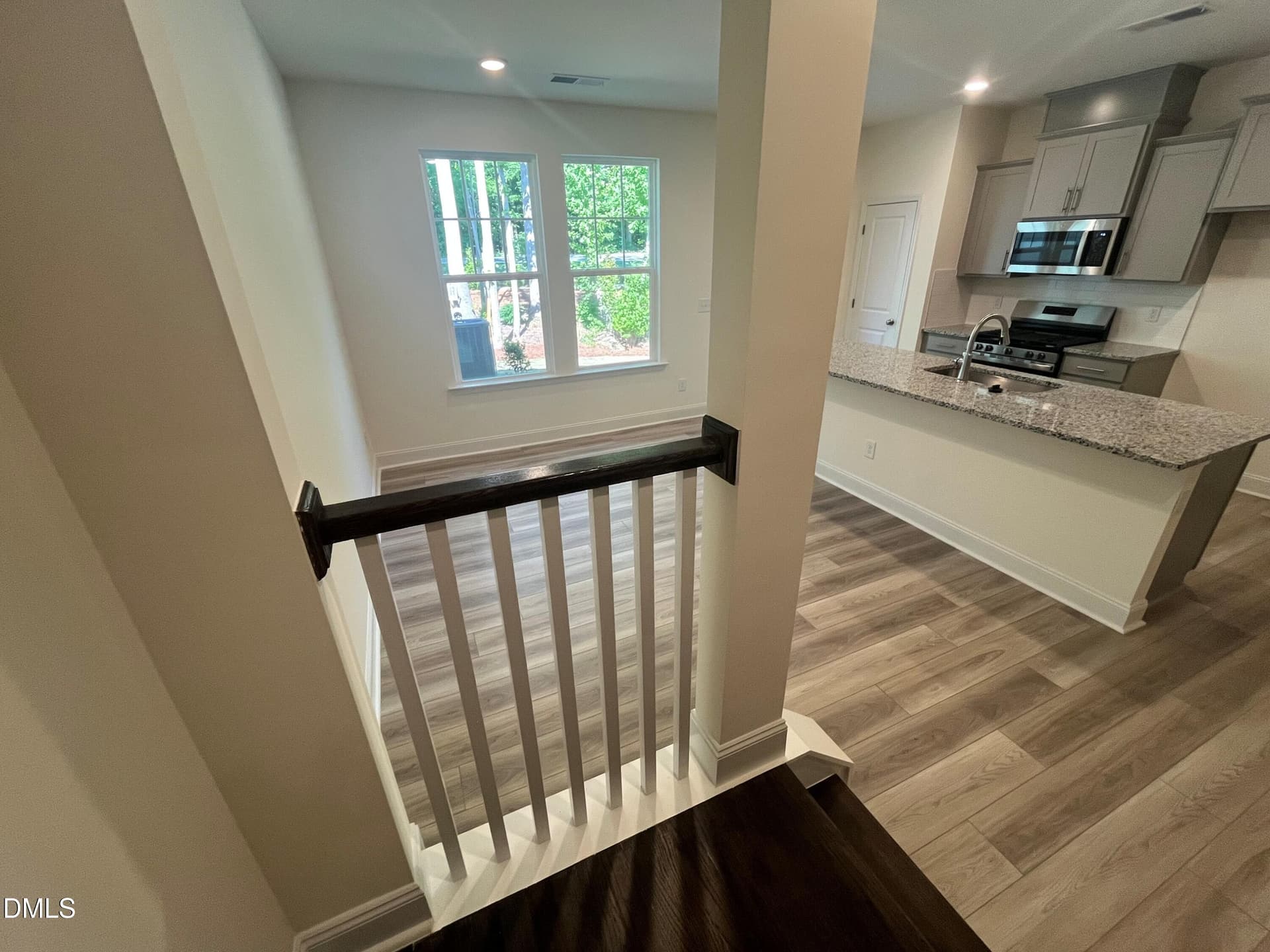 Stair landing w oak treads/railing - 1278 Hammond Drive, Mebane, NC 27302