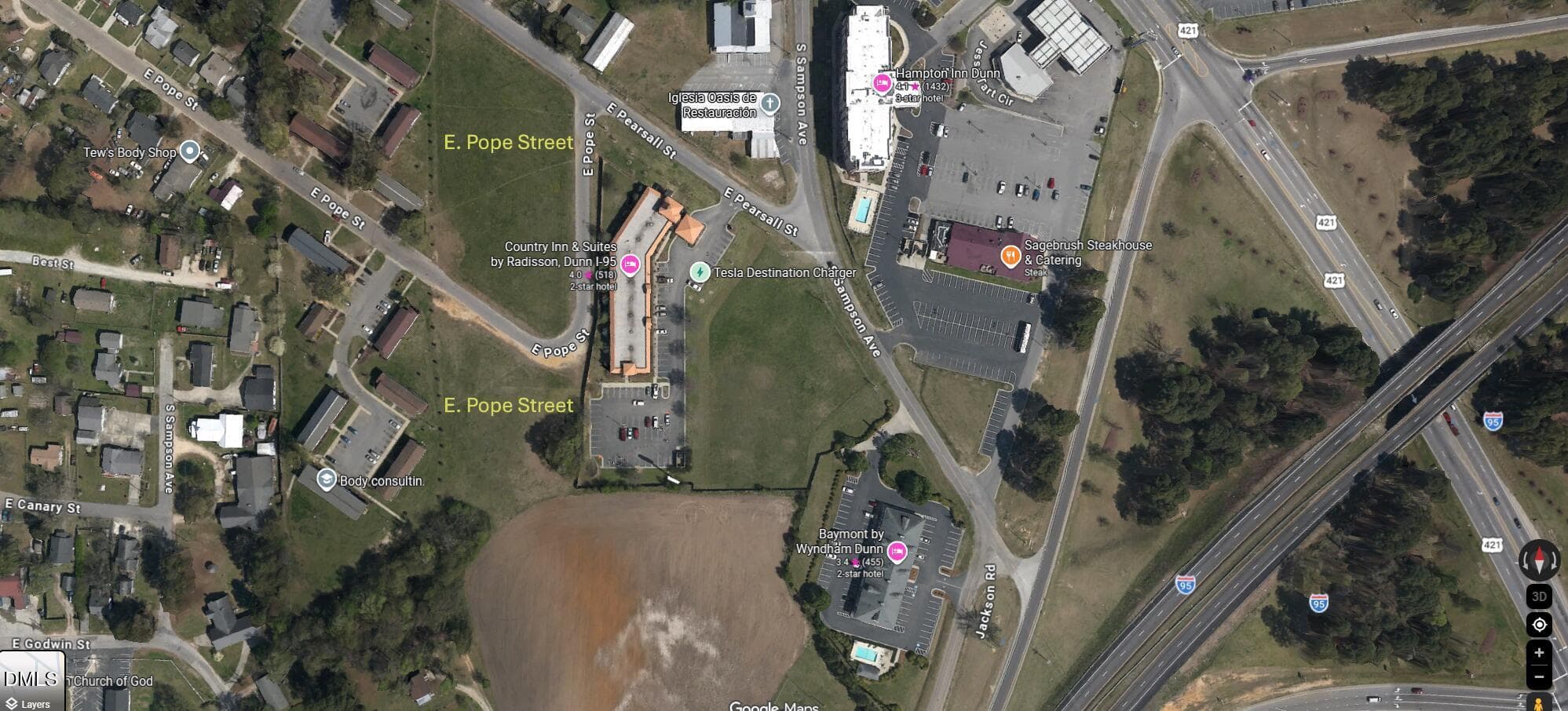 Arial View-Labeled - 0 E Pope Street, Dunn, NC 28334, Dunn