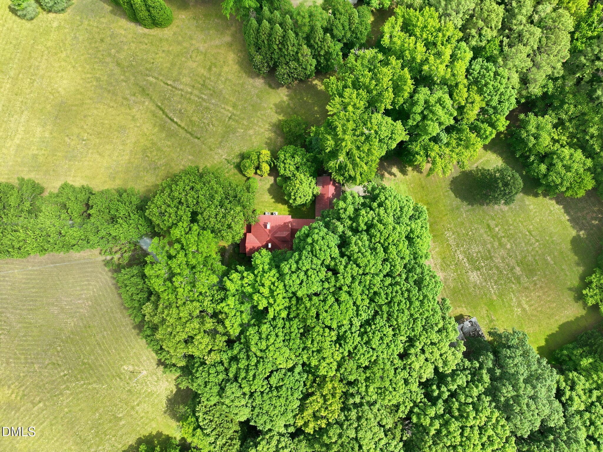 Aerial showing drive on left - 2102 Bahama Road, Bahama, NC 27503, Bahama
