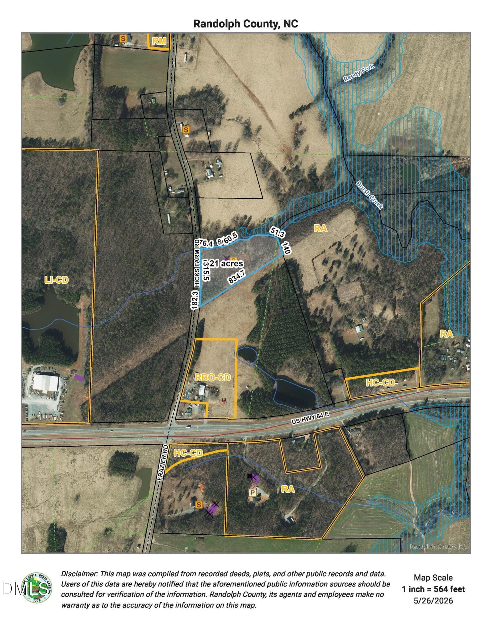 Aerial Preliminary Lot Lines. Zoomed Out - 0 Hicks Farm Road, Staley, NC 27355