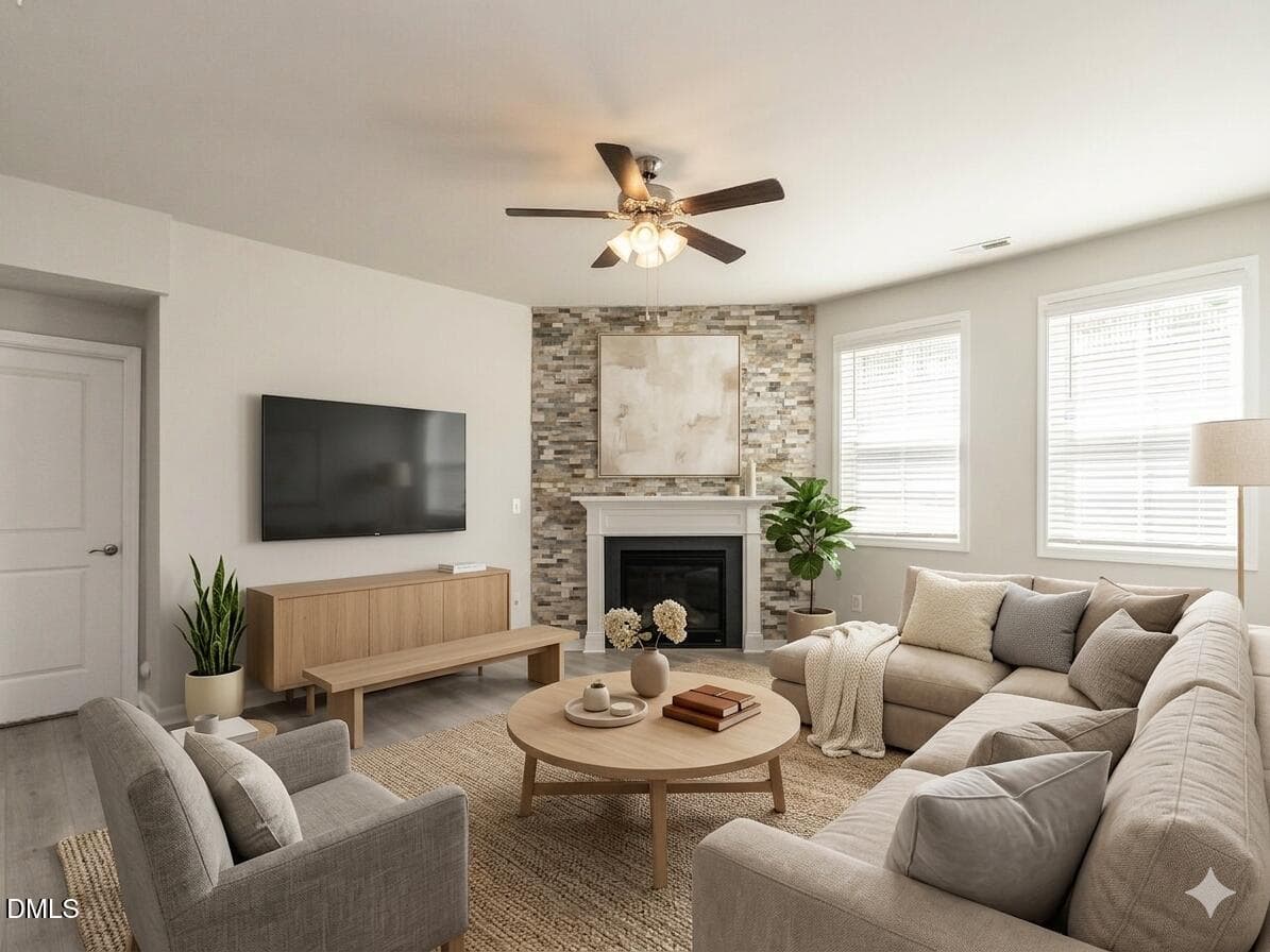 Virtually Staged Family Room - 1242 Underbrush Drive, Durham, NC 27703, Durham