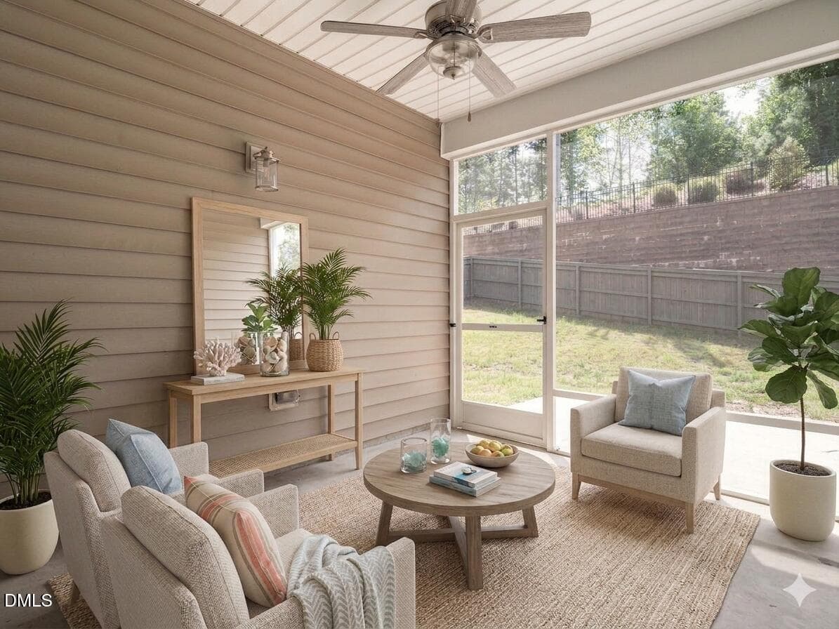 Virtually Staged Screened Porch - 1242 Underbrush Drive, Durham, NC 27703, Durham