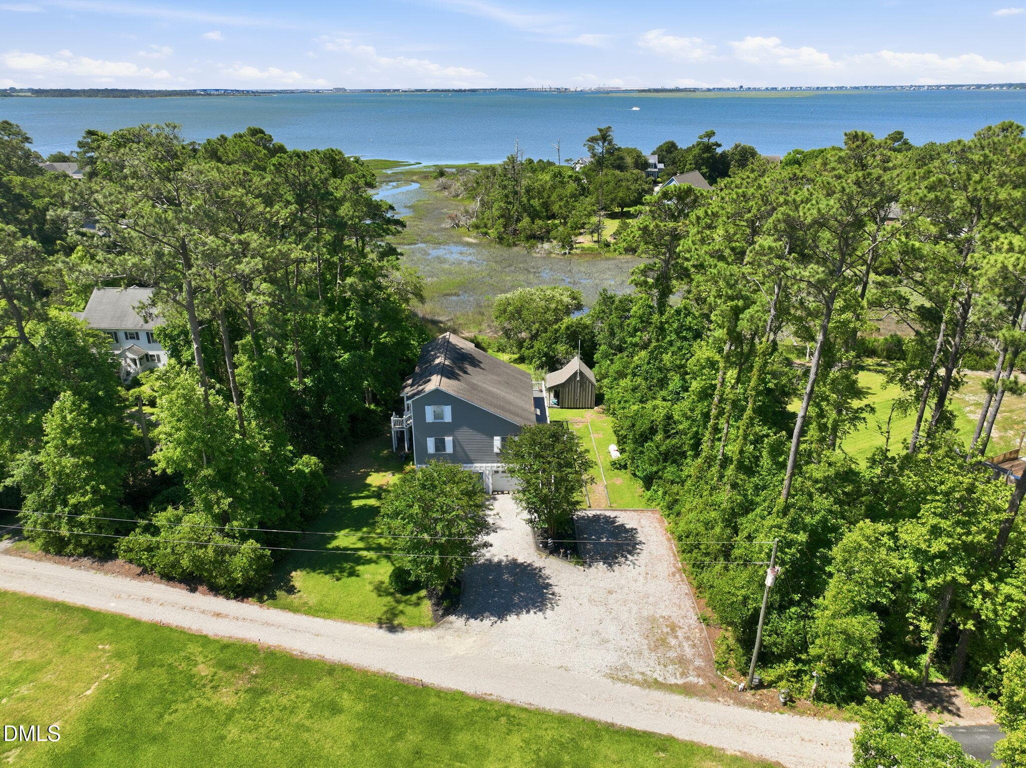 Aerial - Garage Side - 174 Windy Point Road, Beaufort, NC 28516